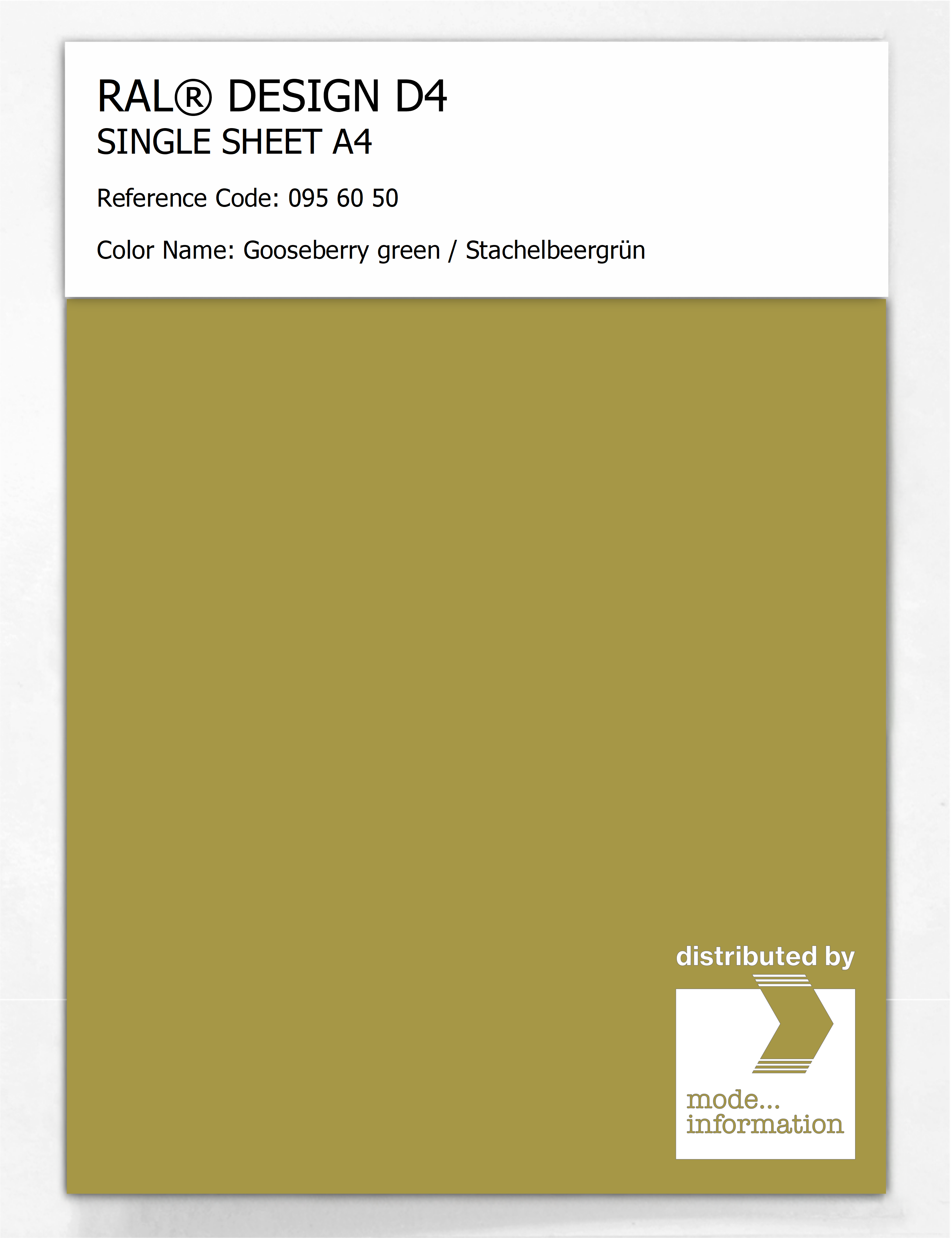 Product image 1 of the product “RAL® DESIGN D4 SINGLE SHEET A4 095 60 50 Gooseberry green / Stachelbeergrün ”
