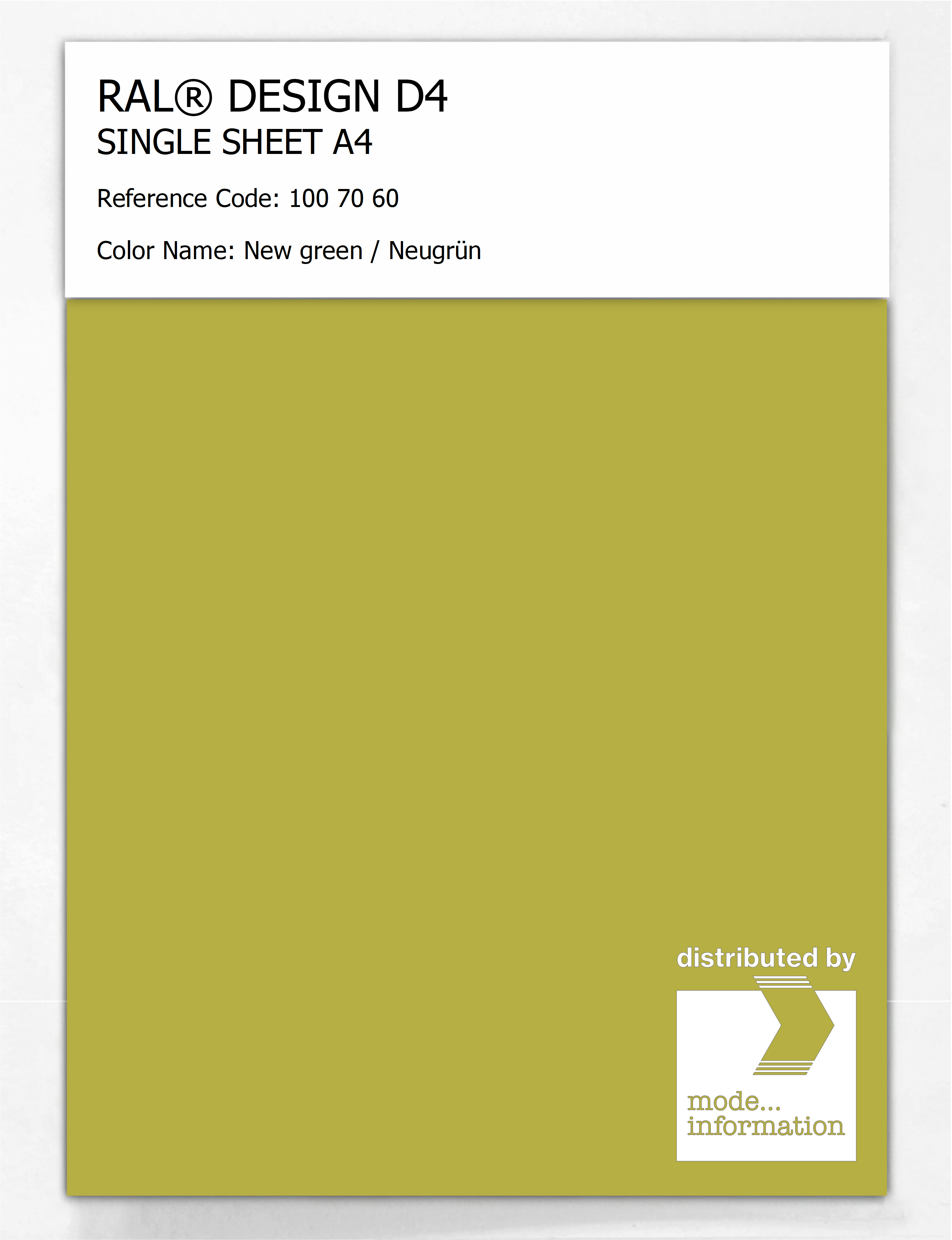 Artikelbild 1 des Artikels “RAL® DESIGN D4 SINGLE SHEET A4 100 70 60 New green / Neugrün “