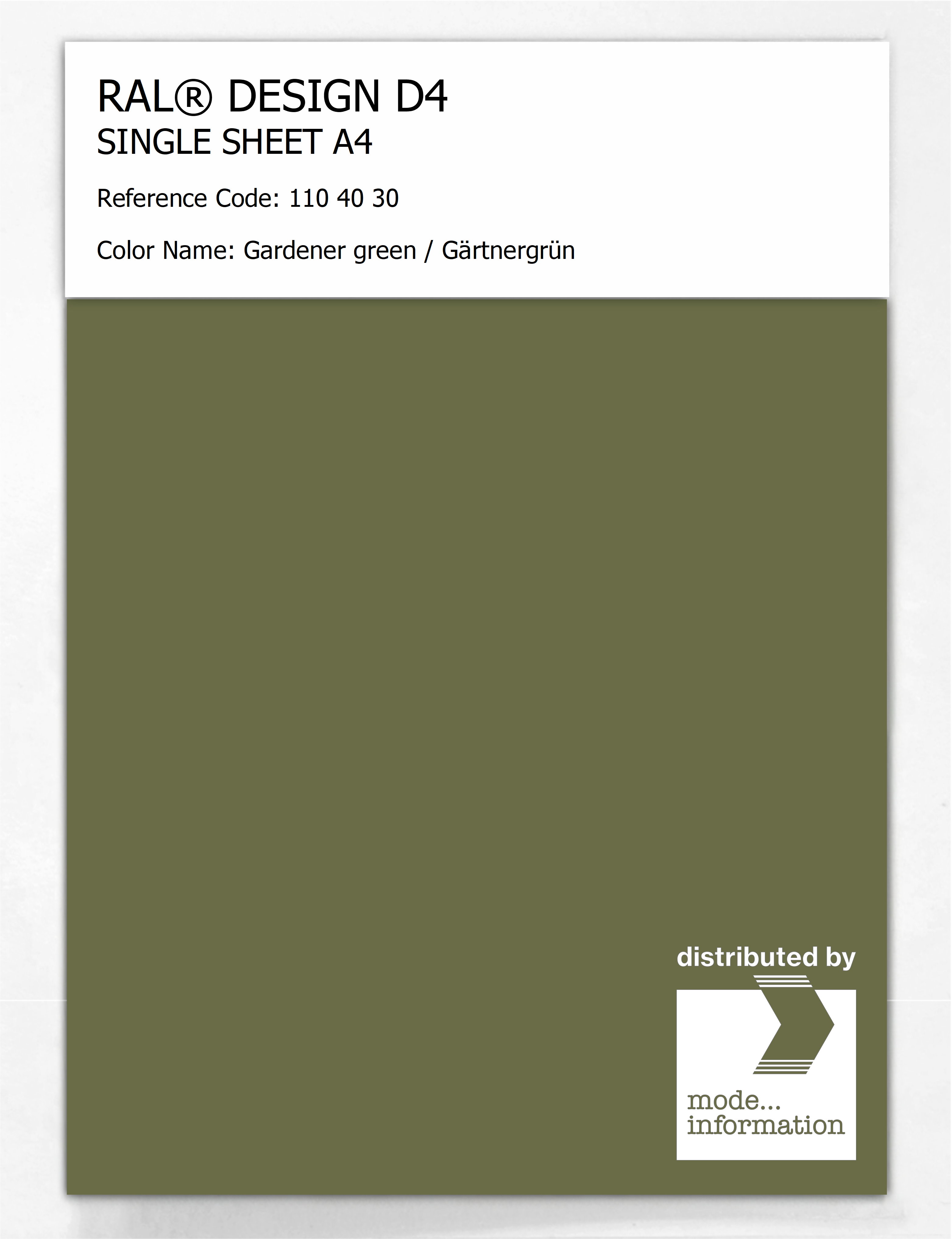 Artikelbild 1 des Artikels “RAL® DESIGN D4 SINGLE SHEET A4 110 40 30 Gardener green / Gärtnergrün “