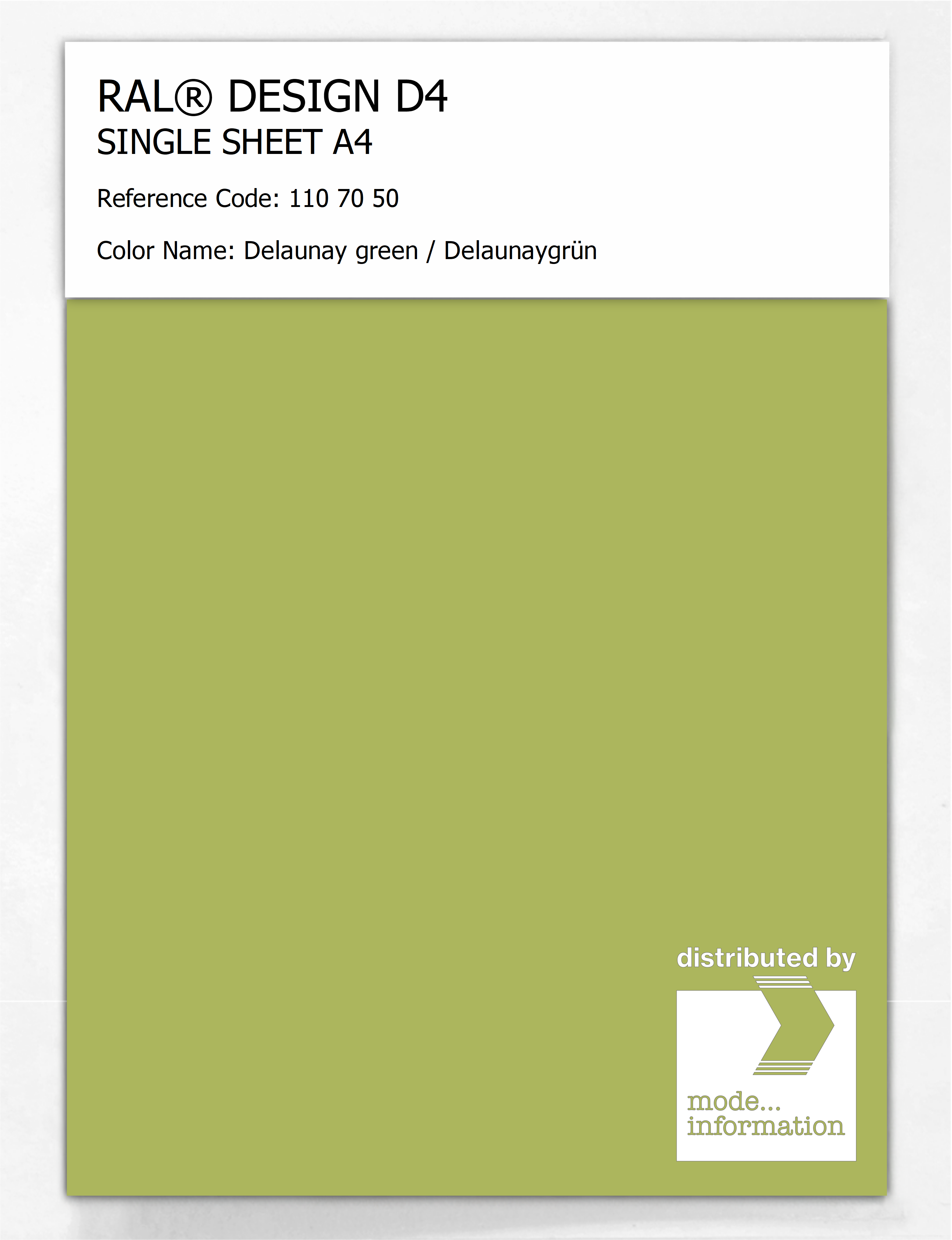 Product image 1 of the product “RAL® DESIGN D4 SINGLE SHEET A4 110 70 50 Delaunay green / Delaunaygrün ”