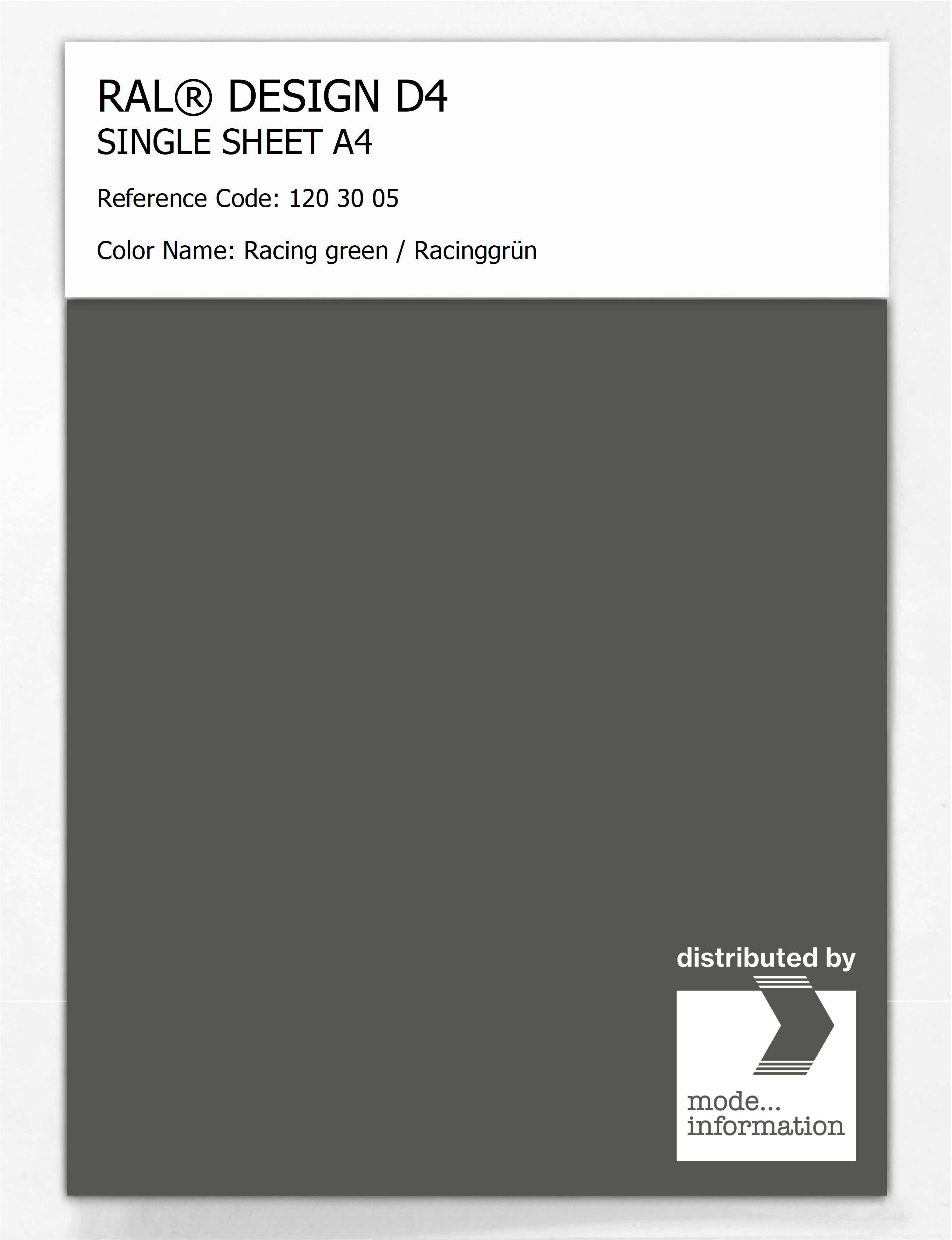 Artikelbild 1 des Artikels “RAL® DESIGN D4 SINGLE SHEET A4 120 30 05 Racing green / Racinggrün “