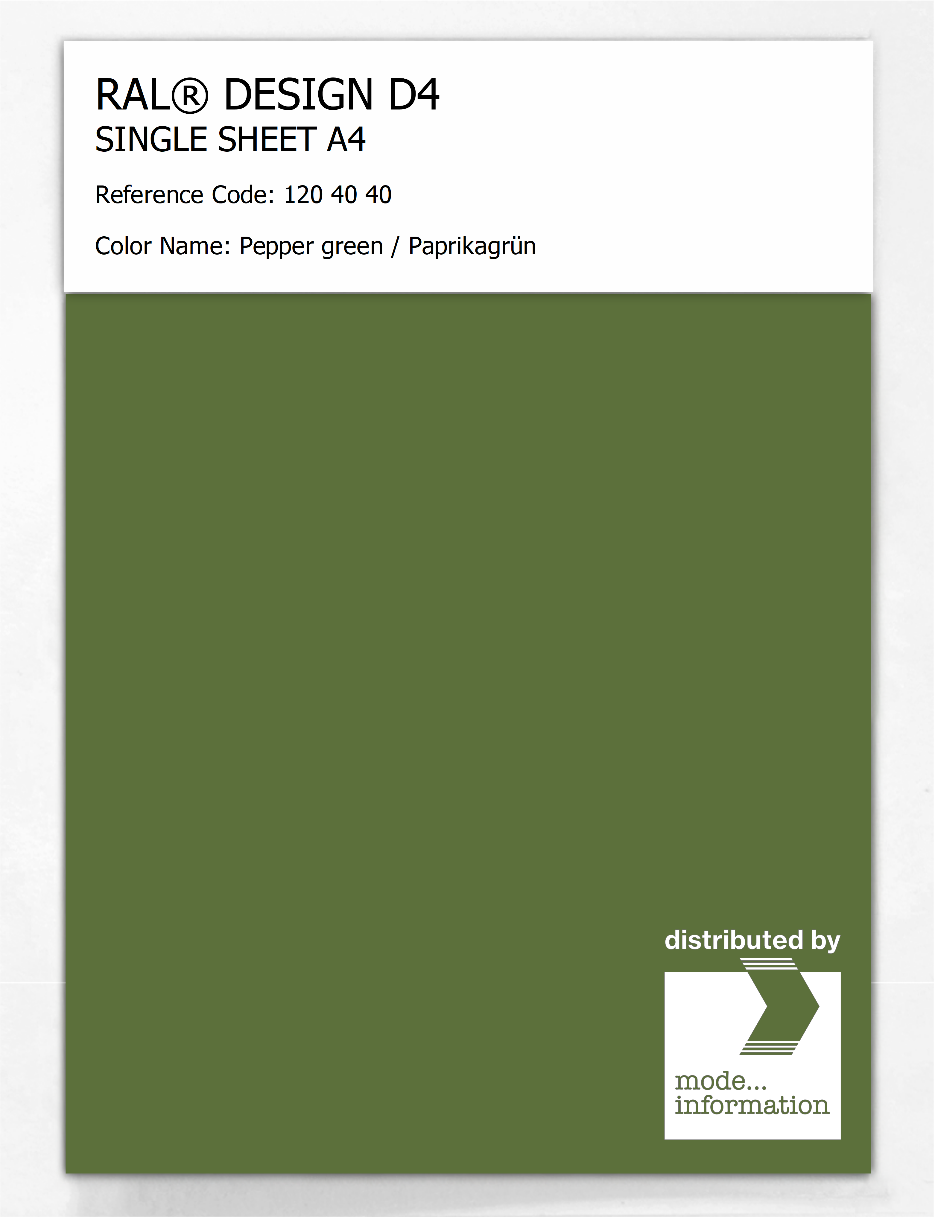 Artikelbild 1 des Artikels “RAL® DESIGN D4 SINGLE SHEET A4 120 40 40 Pepper green / Paprikagrün “