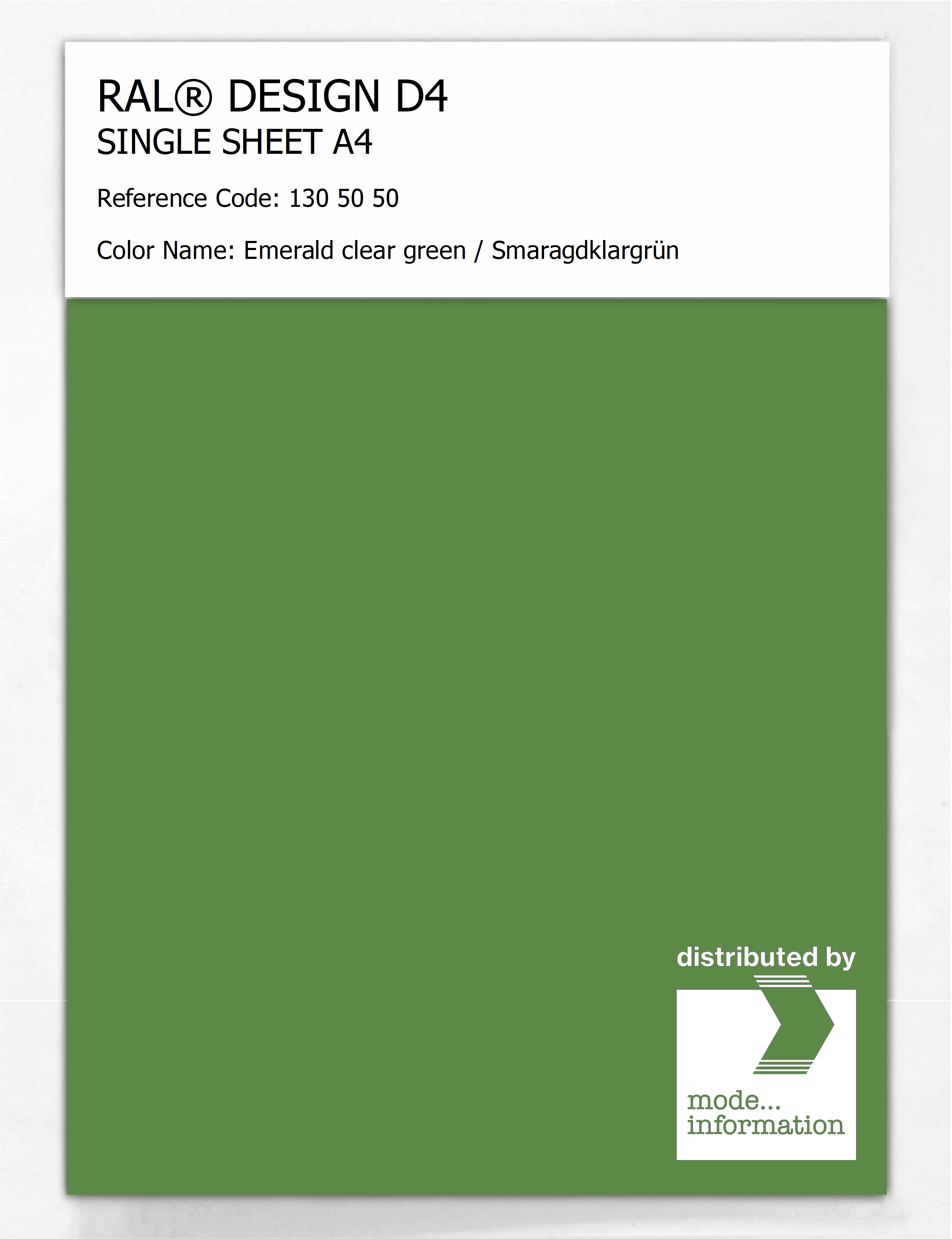 Artikelbild 1 des Artikels “RAL® DESIGN D4 SINGLE SHEET A4 130 50 50 Emerald clear green / Smaragdklargrün “