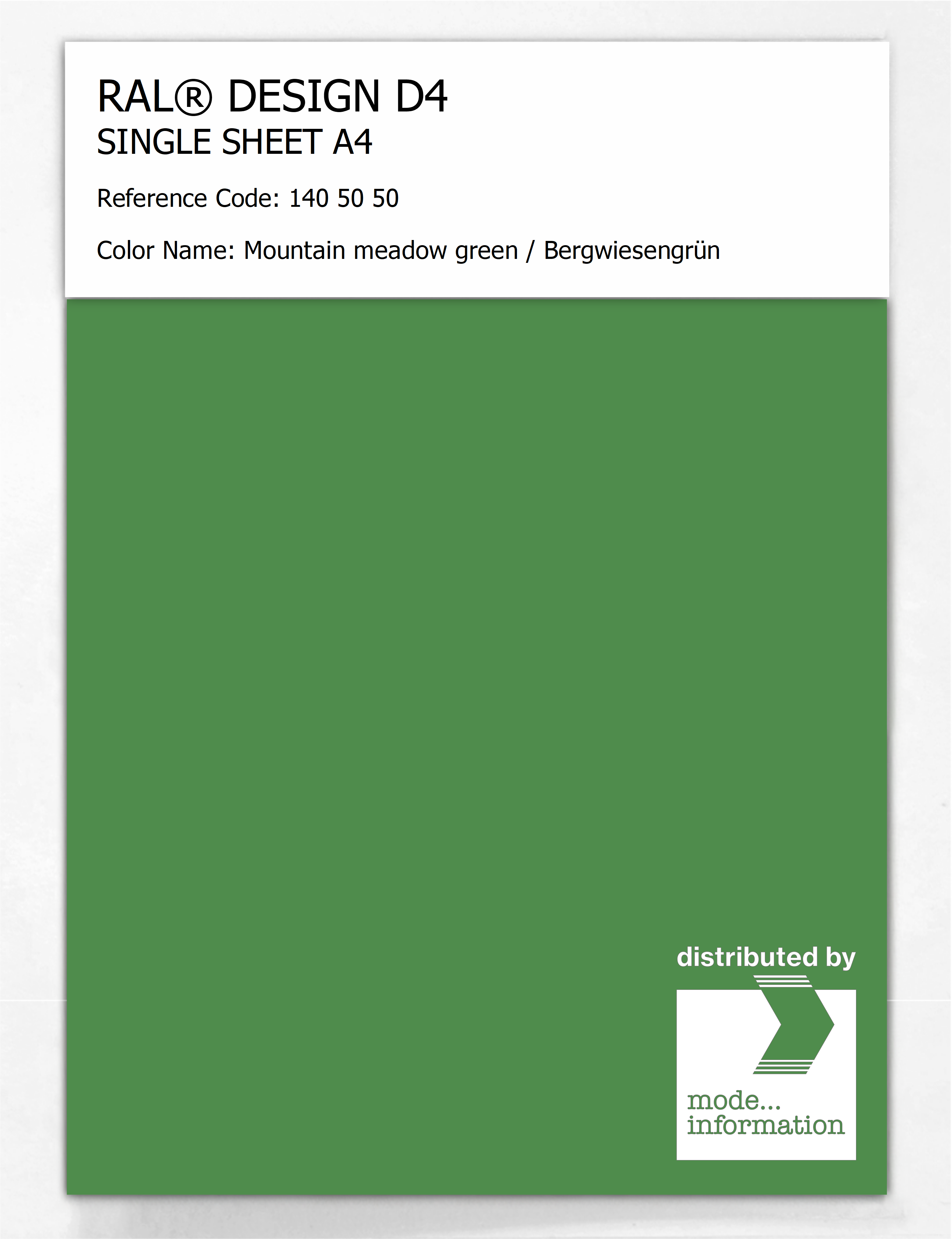 Artikelbild 1 des Artikels “RAL® DESIGN D4 SINGLE SHEET A4 140 50 50 Mountain meadow green / Bergwiesengrün “