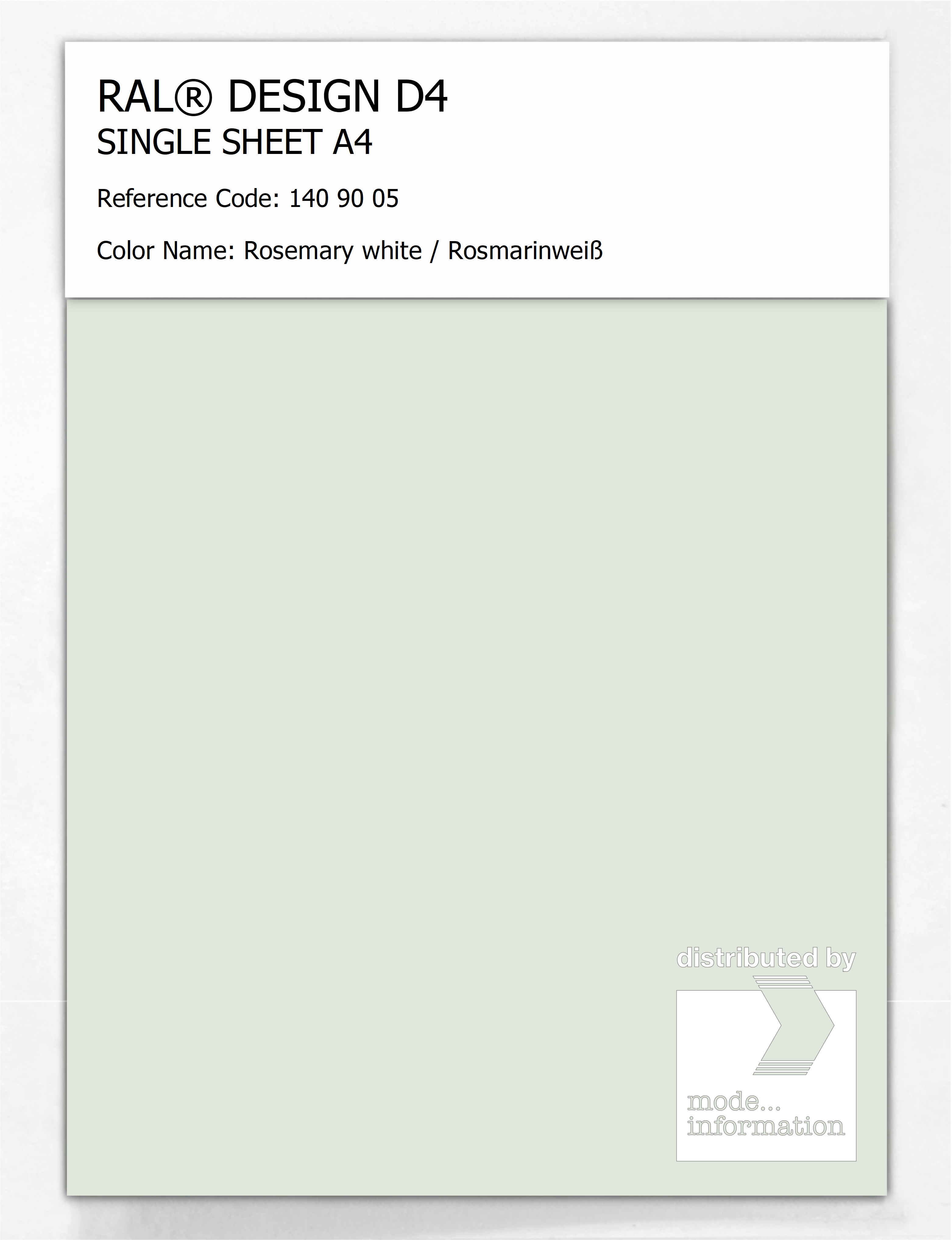 Artikelbild 1 des Artikels “RAL® DESIGN D4 SINGLE SHEET A4 140 90 05 Rosemary white / Rosmarinweiß “