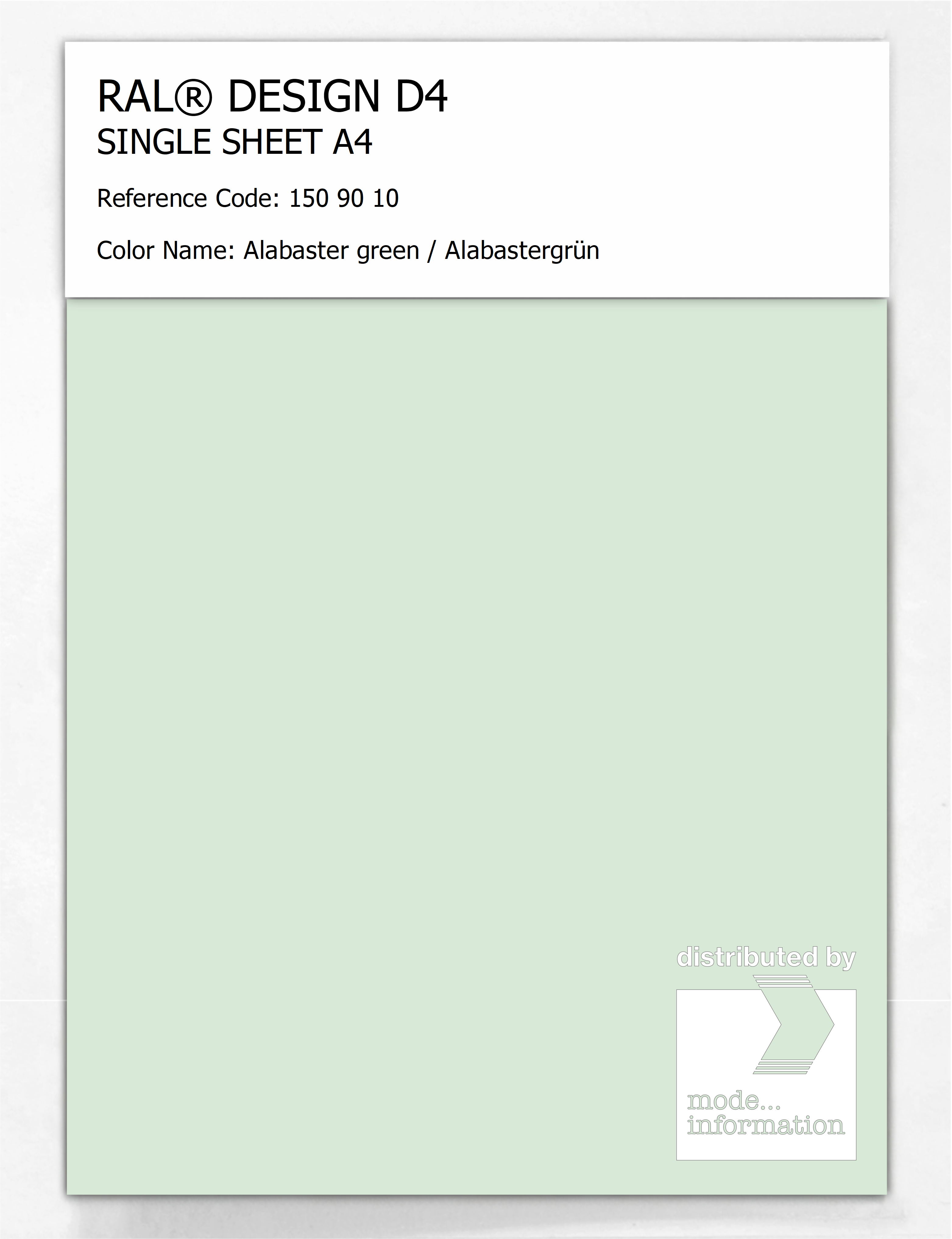 Artikelbild 1 des Artikels “RAL® DESIGN D4 SINGLE SHEET A4 150 90 10 Alabaster green / Alabastergrün “