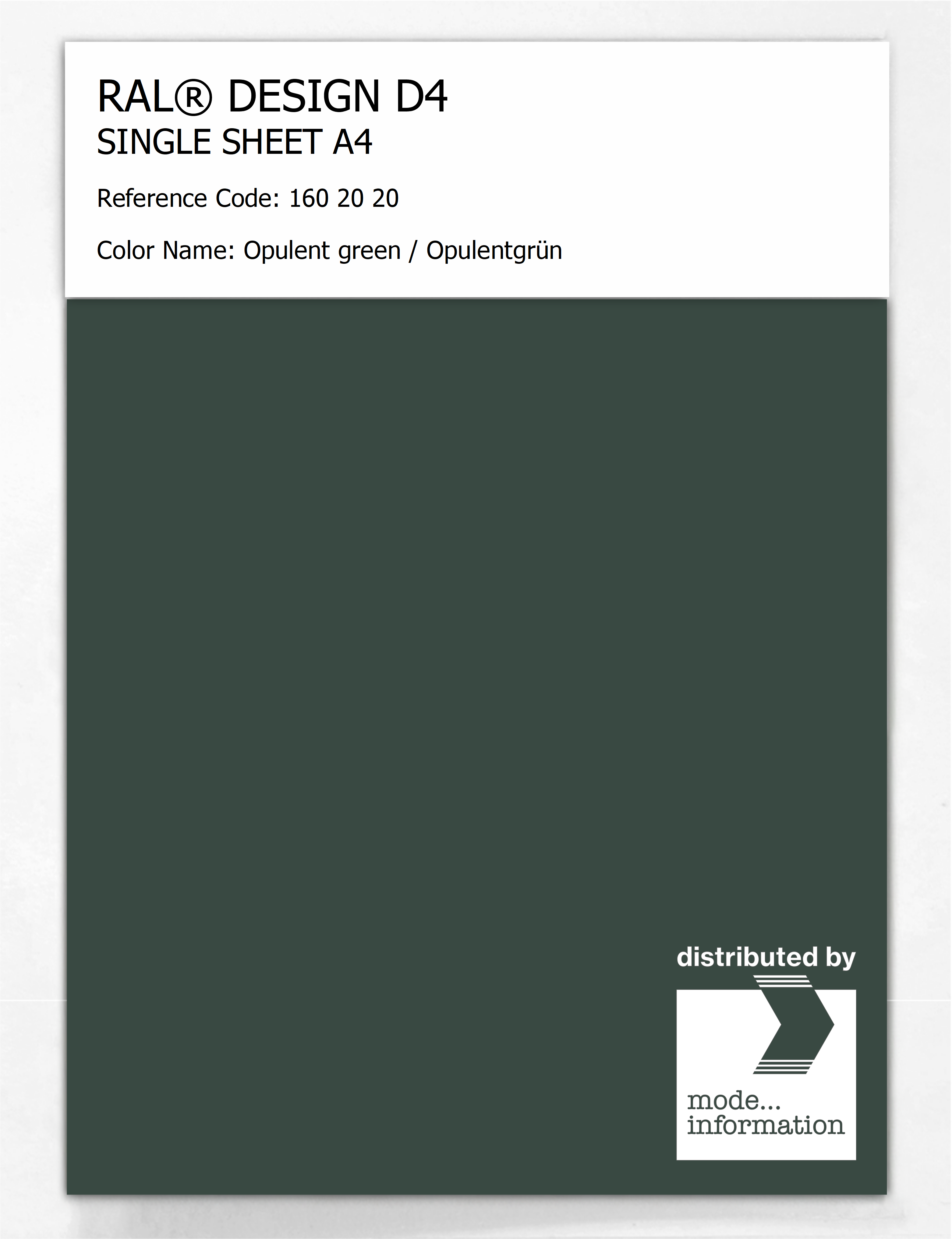 Artikelbild 1 des Artikels “RAL® DESIGN D4 SINGLE SHEET A4 160 20 20 Opulent green / Opulentgrün “