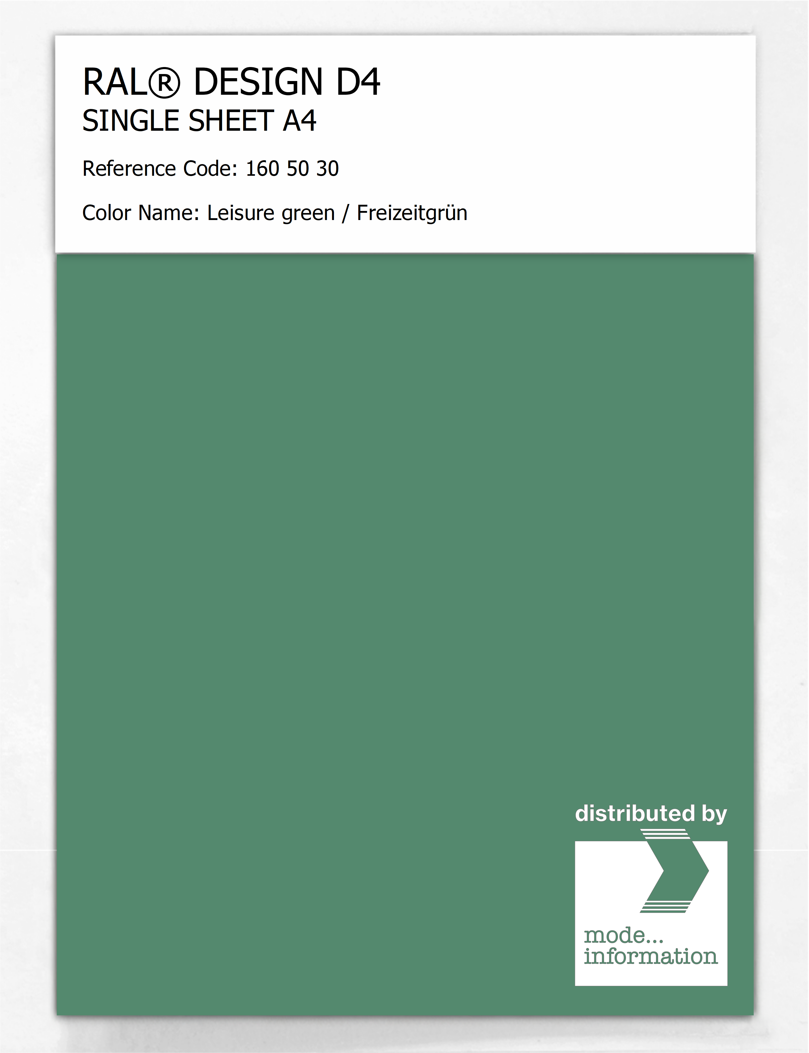 Artikelbild 1 des Artikels “RAL® DESIGN D4 SINGLE SHEET A4 160 50 30 Leisure green / Freizeitgrün “
