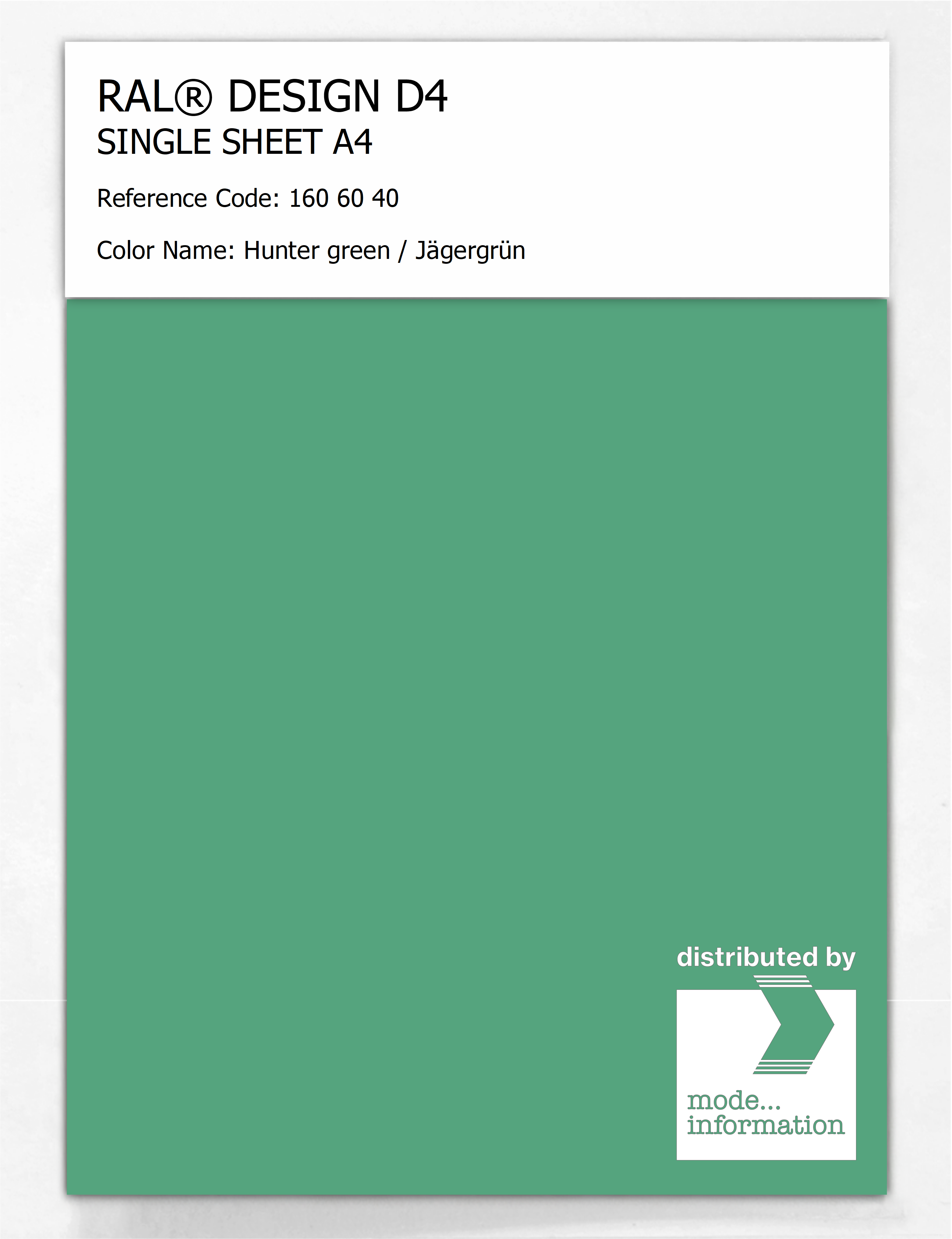 Artikelbild 1 des Artikels “RAL® DESIGN D4 SINGLE SHEET A4 160 60 40 Hunter green / Jägergrün “