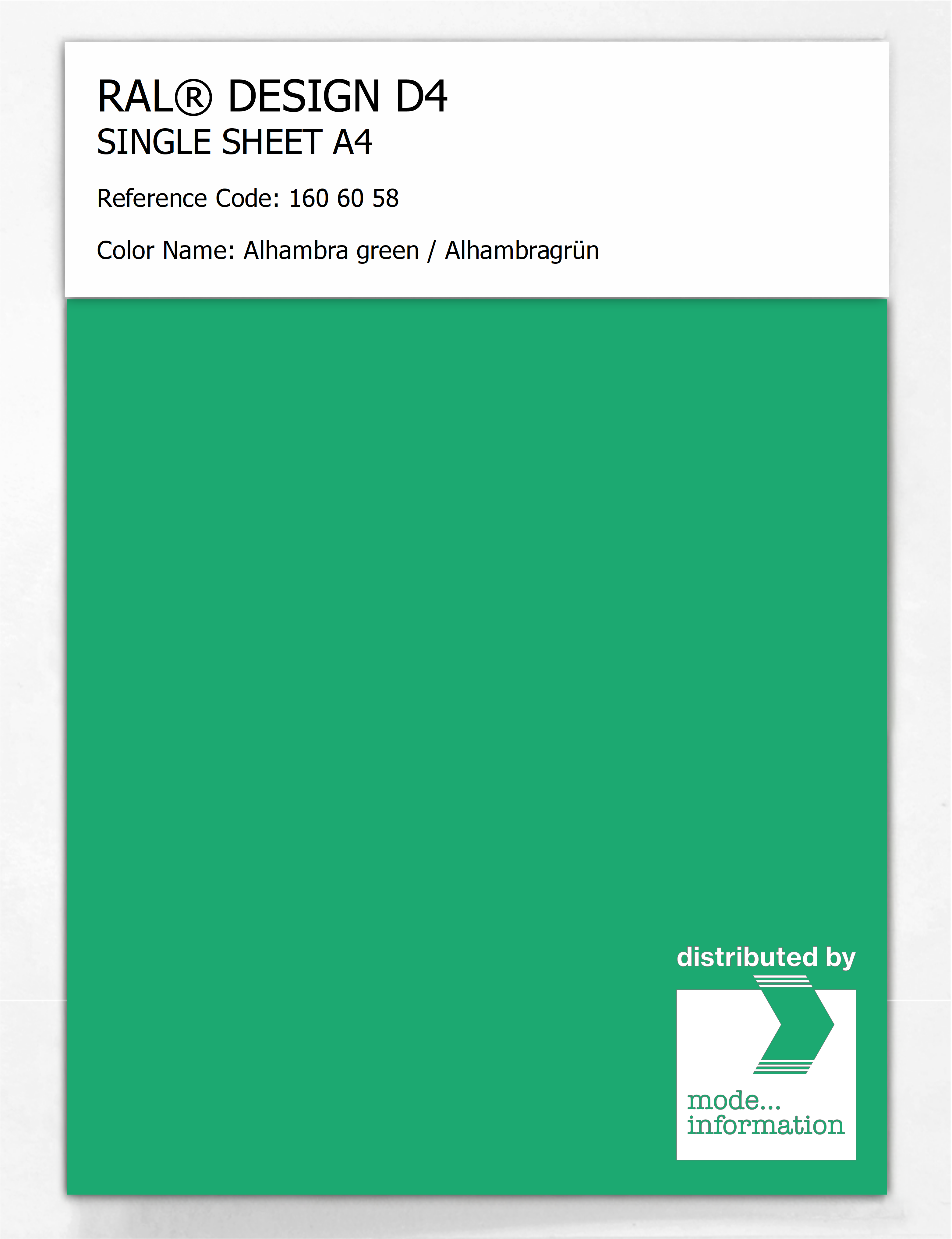 Artikelbild 1 des Artikels “RAL® DESIGN D4 SINGLE SHEET A4 160 60 58 Alhambra green / Alhambragrün “