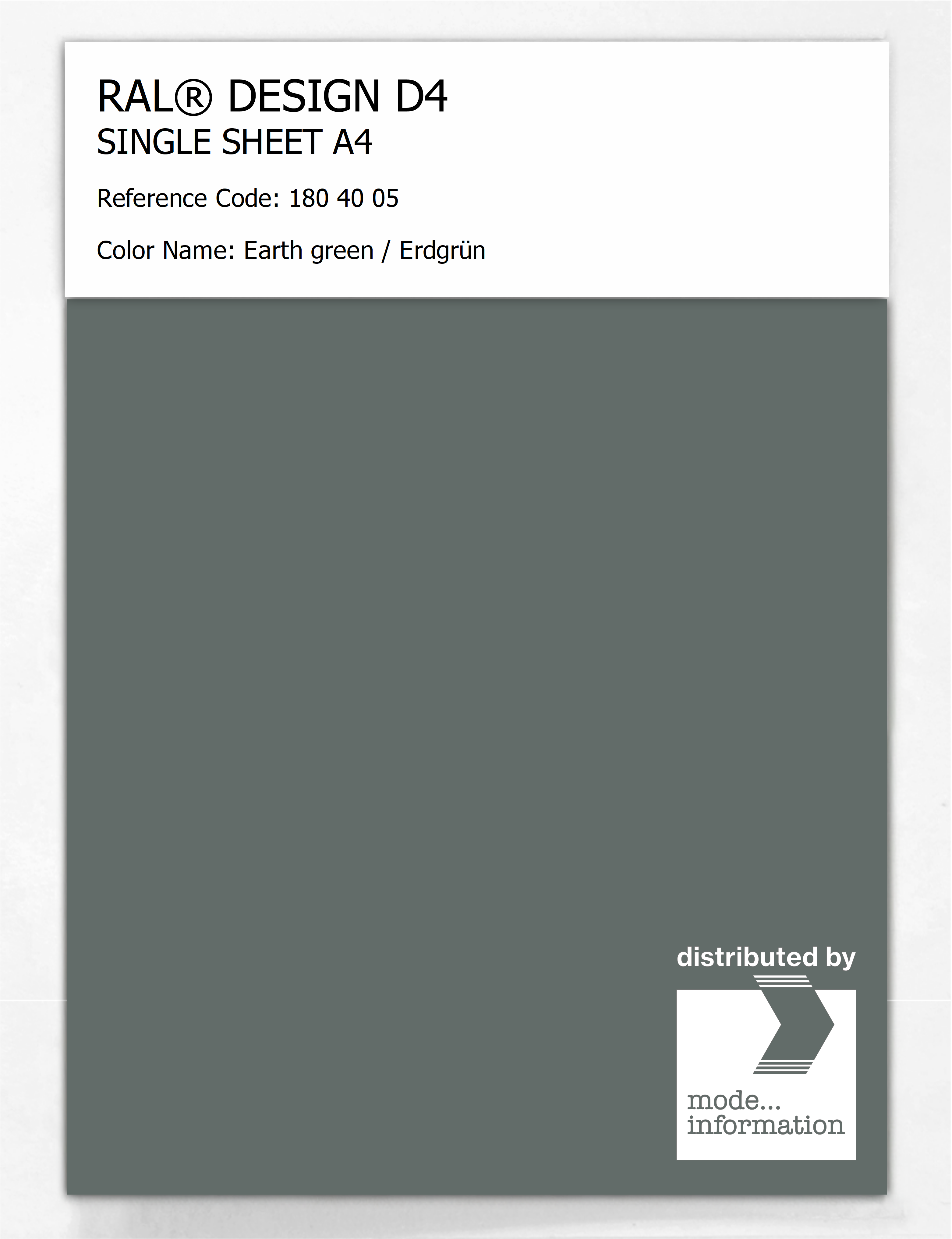 Artikelbild 1 des Artikels “RAL® DESIGN D4 SINGLE SHEET A4 180 40 05 Earth green / Erdgrün “