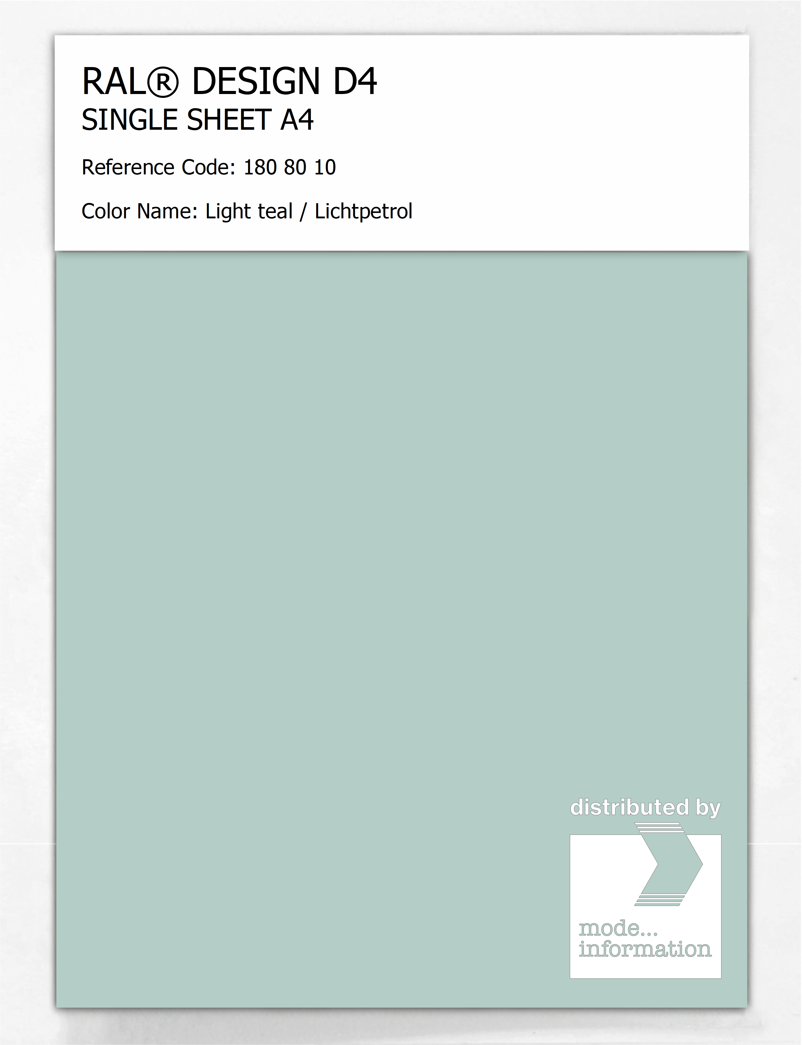 Artikelbild 1 des Artikels “RAL® DESIGN D4 SINGLE SHEET A4 180 80 10 Light teal / Lichtpetrol “
