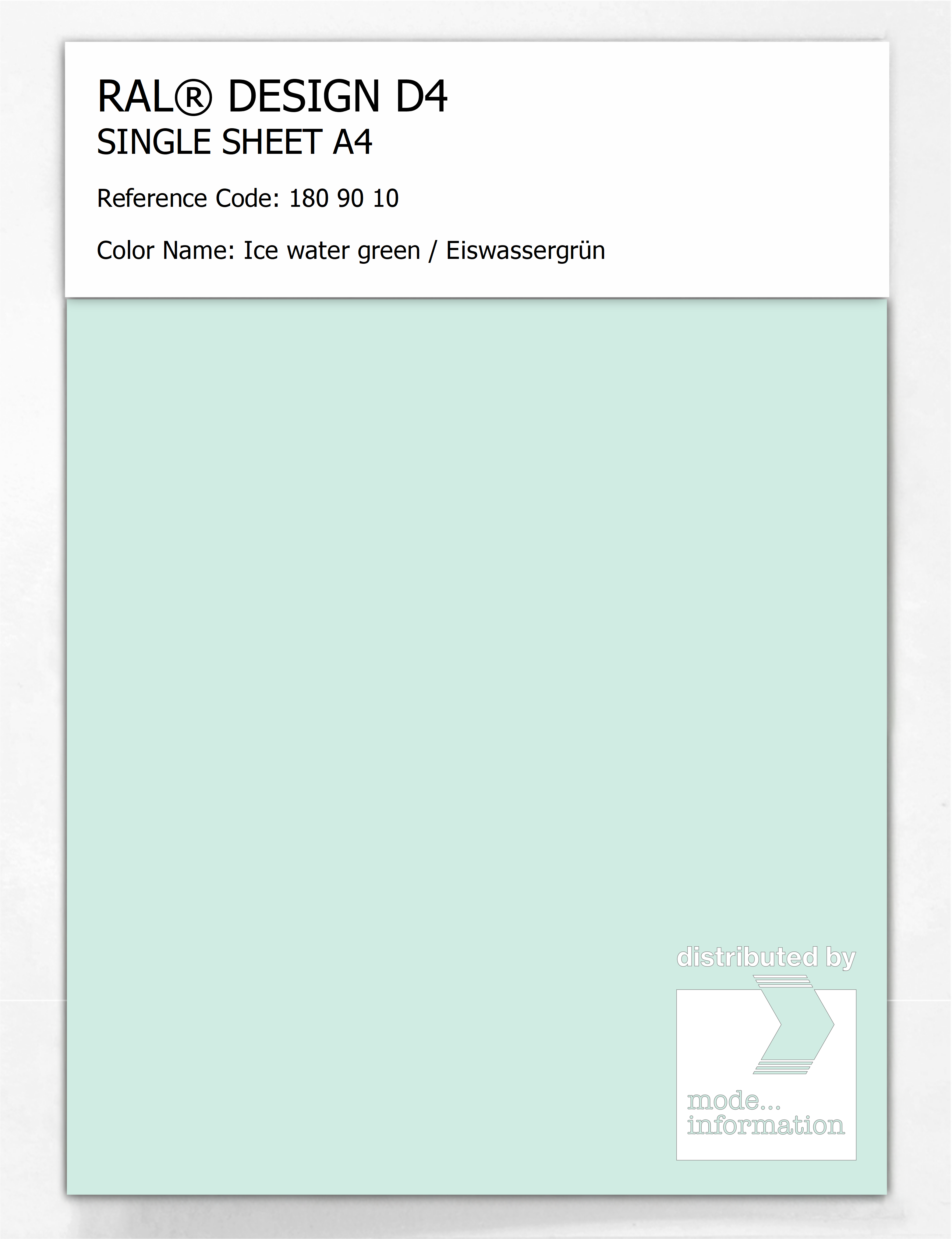 Artikelbild 1 des Artikels “RAL® DESIGN D4 SINGLE SHEET A4 180 90 10 Ice water green / Eiswassergrün “