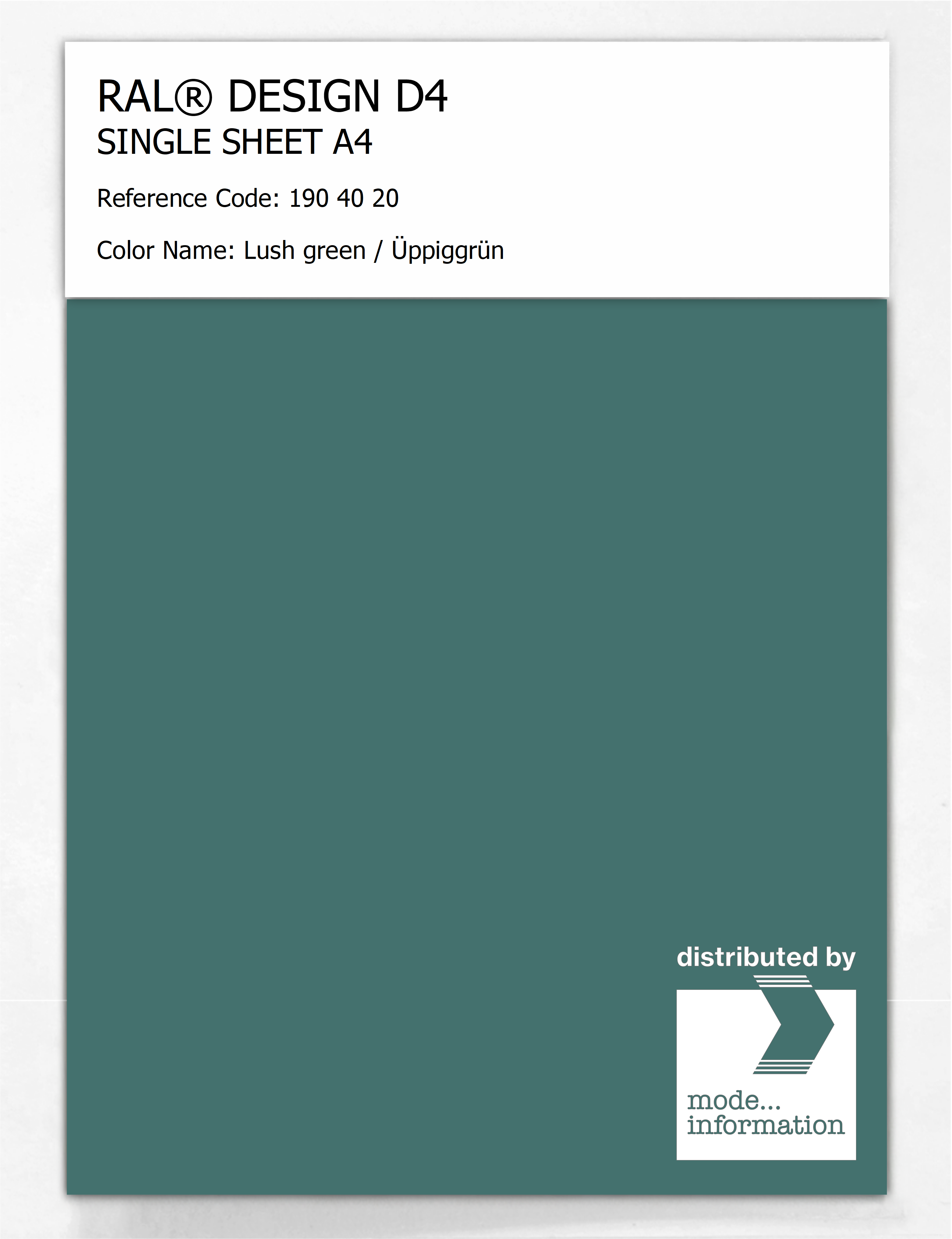 Artikelbild 1 des Artikels “RAL® DESIGN D4 SINGLE SHEET A4 190 40 20 Lush green / Üppiggrün “