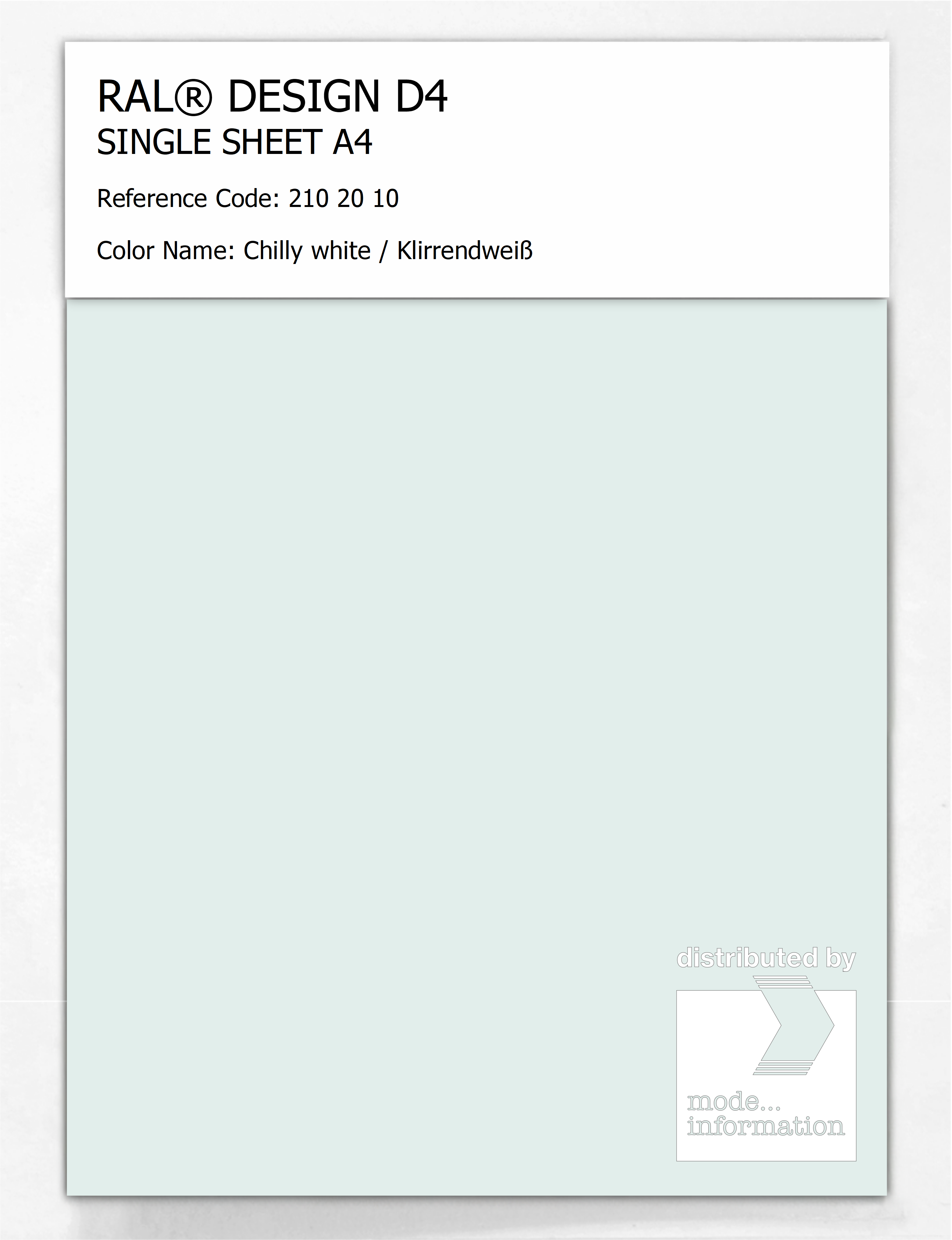 Artikelbild 1 des Artikels “RAL® DESIGN D4 SINGLE SHEET A4 210 20 10 Chilly white / Klirrendweiß “
