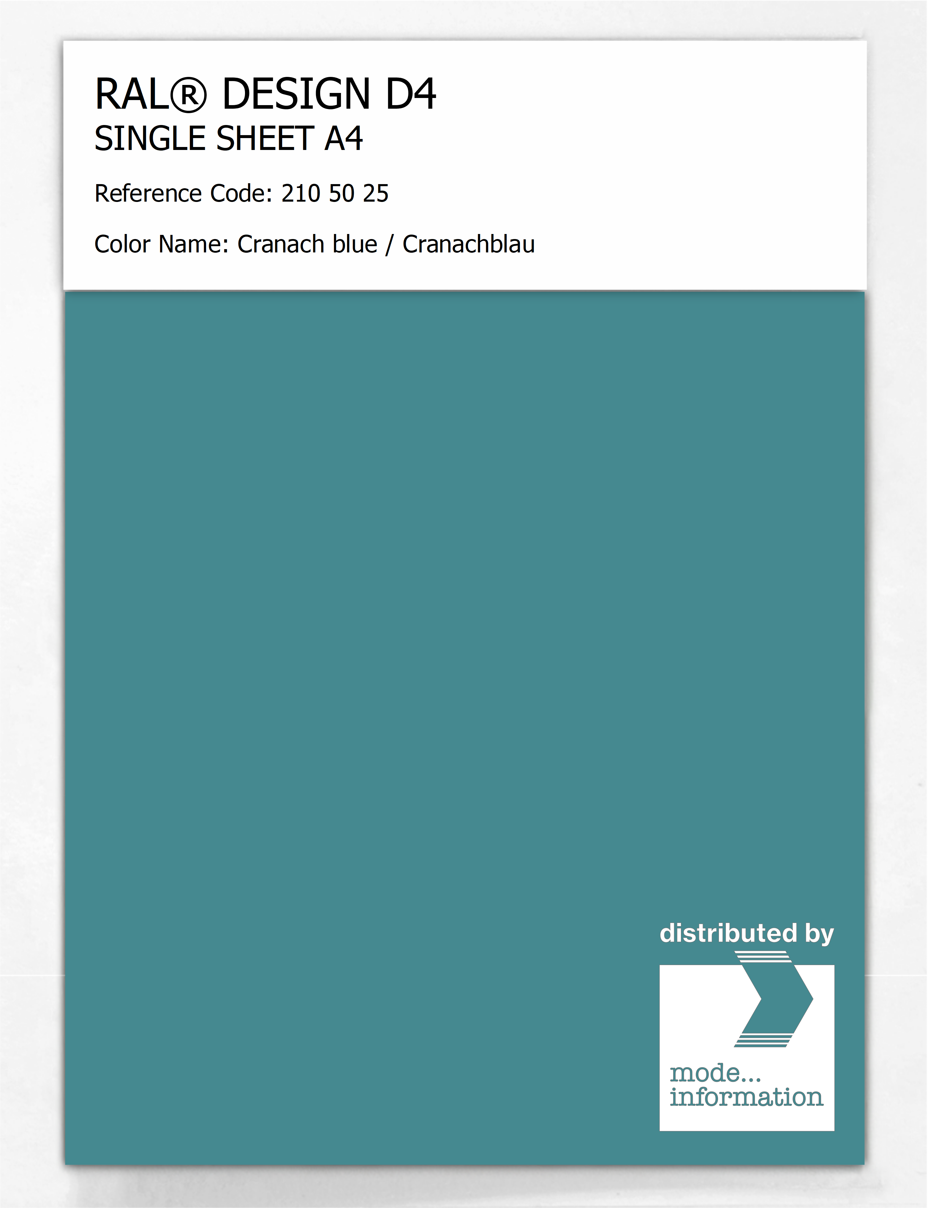 Product image 1 of the product “RAL® DESIGN D4 SINGLE SHEET A4 210 50 25 Cranach blue / Cranachblau ”