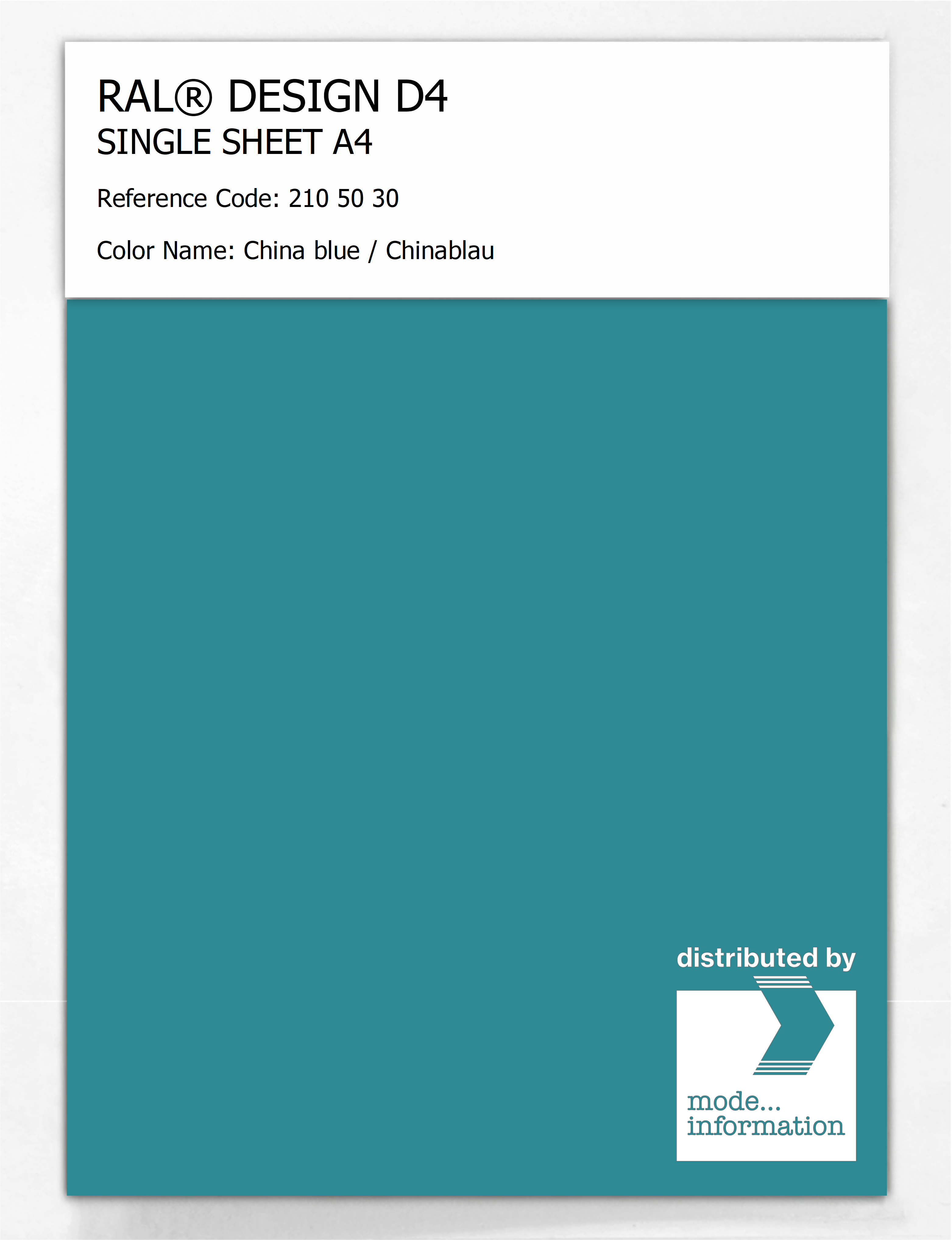 Product image 1 of the product “RAL® DESIGN D4 SINGLE SHEET A4 210 50 30 China blue / Chinablau ”