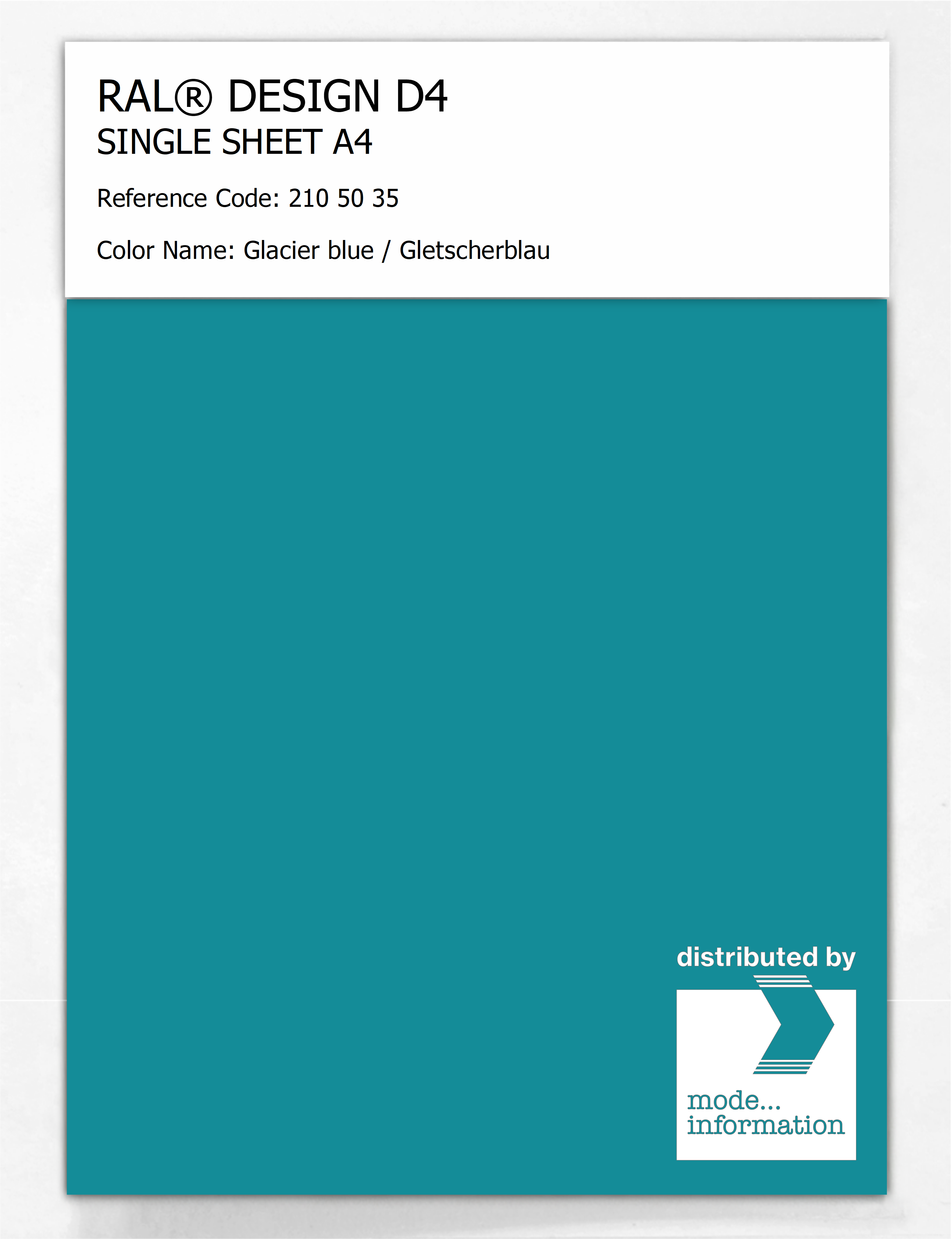 Artikelbild 1 des Artikels “RAL® DESIGN D4 SINGLE SHEET A4 210 50 35 Glacier blue / Gletscherblau “