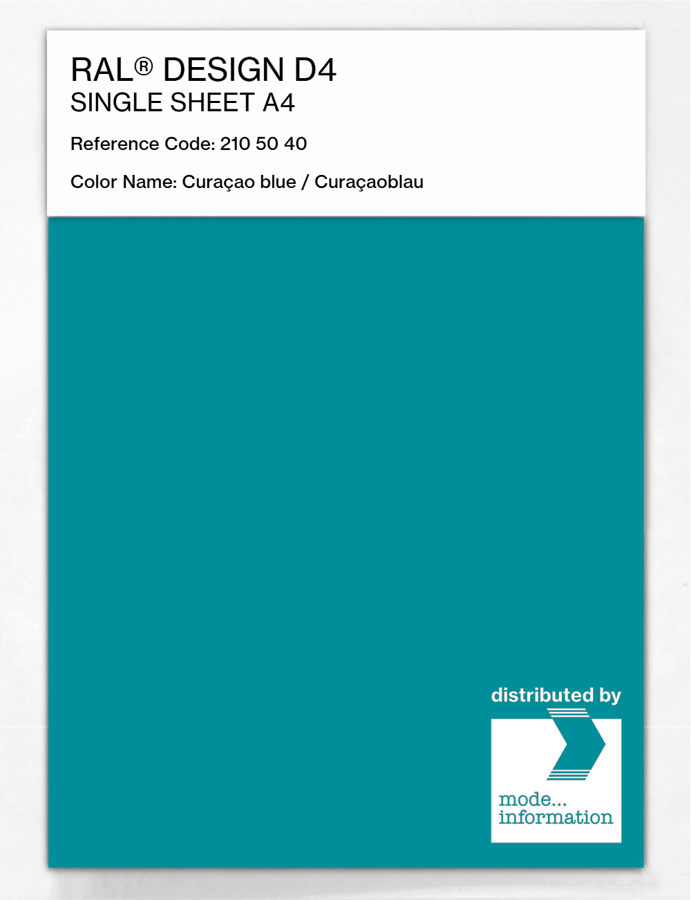 Artikelbild 1 des Artikels “RAL® DESIGN D4 SINGLE SHEET A4 210 50 40 Curaçdao blue / Curaçaoblau “