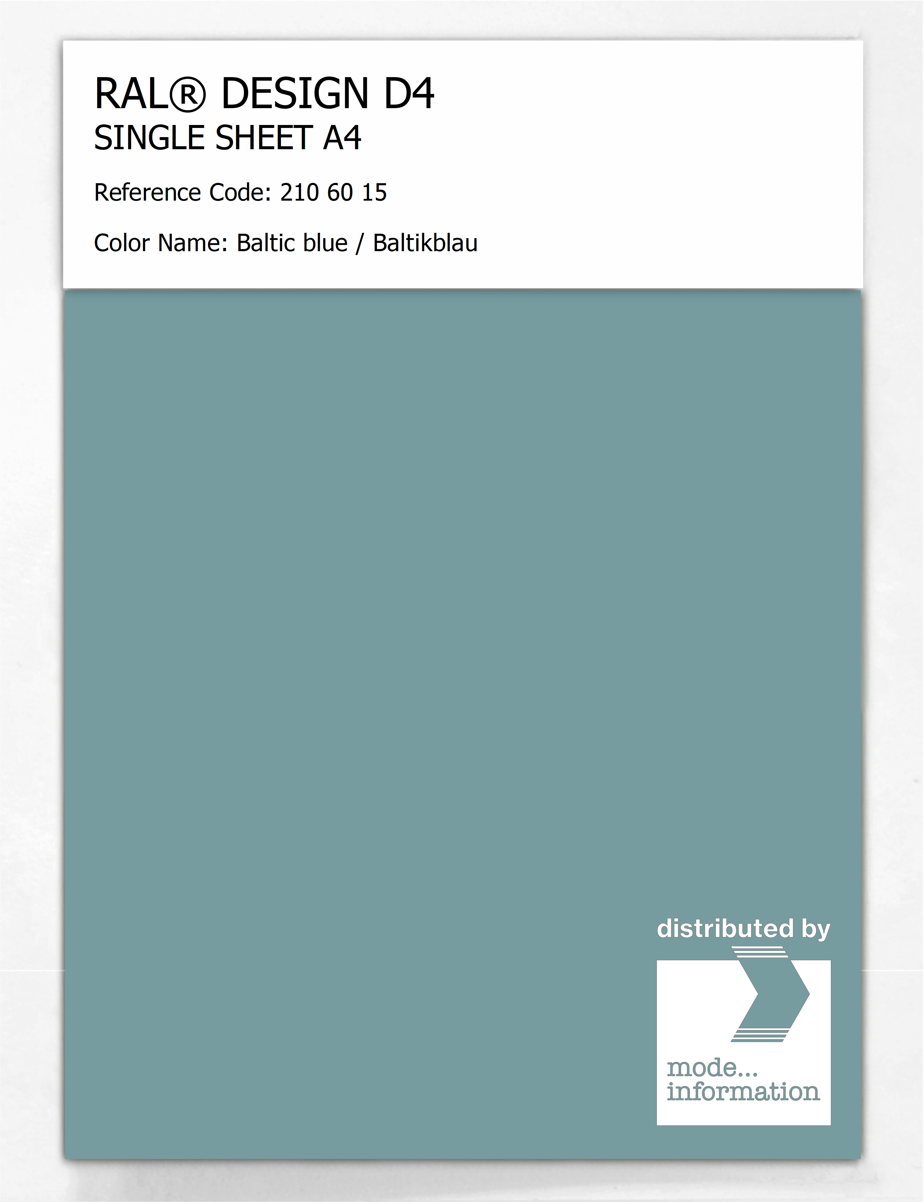 Artikelbild 1 des Artikels “RAL® DESIGN D4 SINGLE SHEET A4 210 60 15 Baltic blue / Baltikblau “