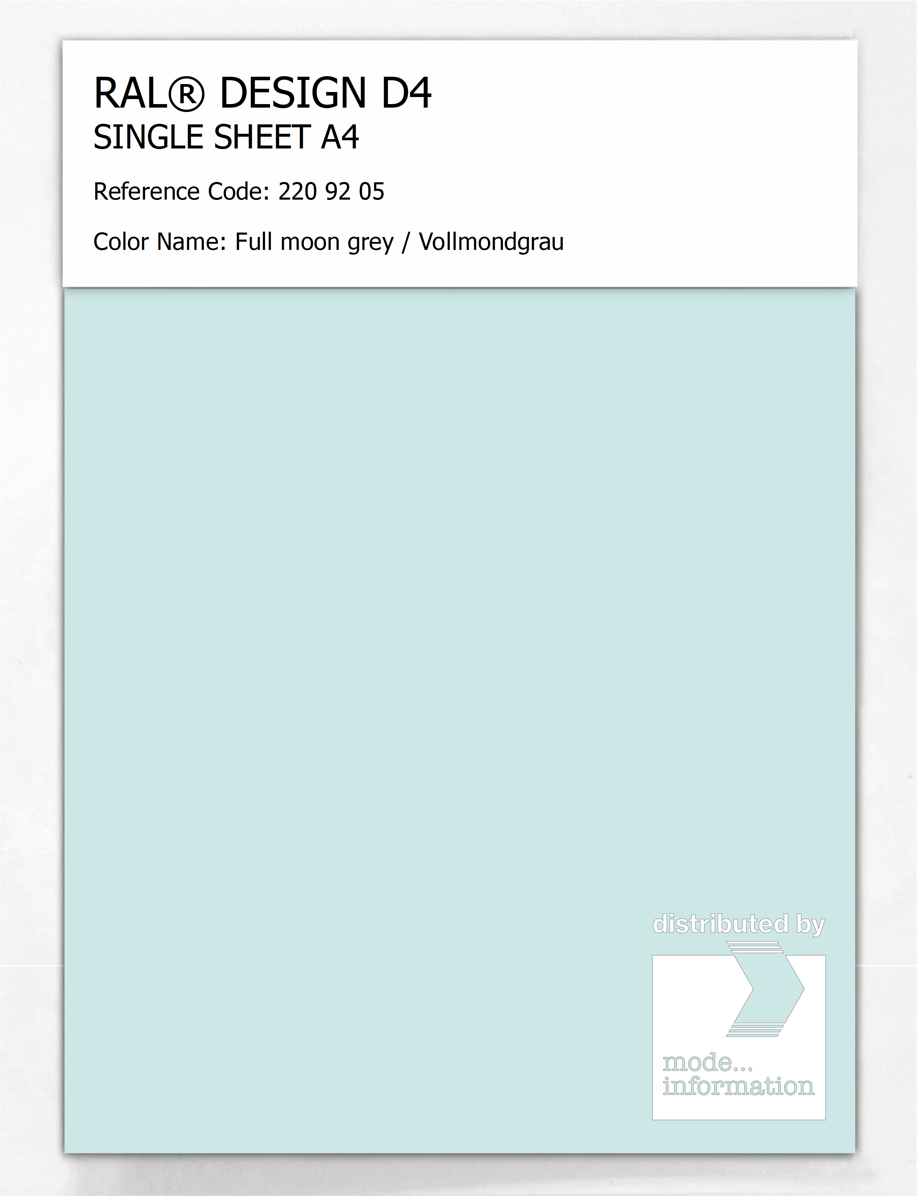 Artikelbild 1 des Artikels “RAL® DESIGN D4 SINGLE SHEET A4 220 92 05 Full moon grey / Vollmondgrau “