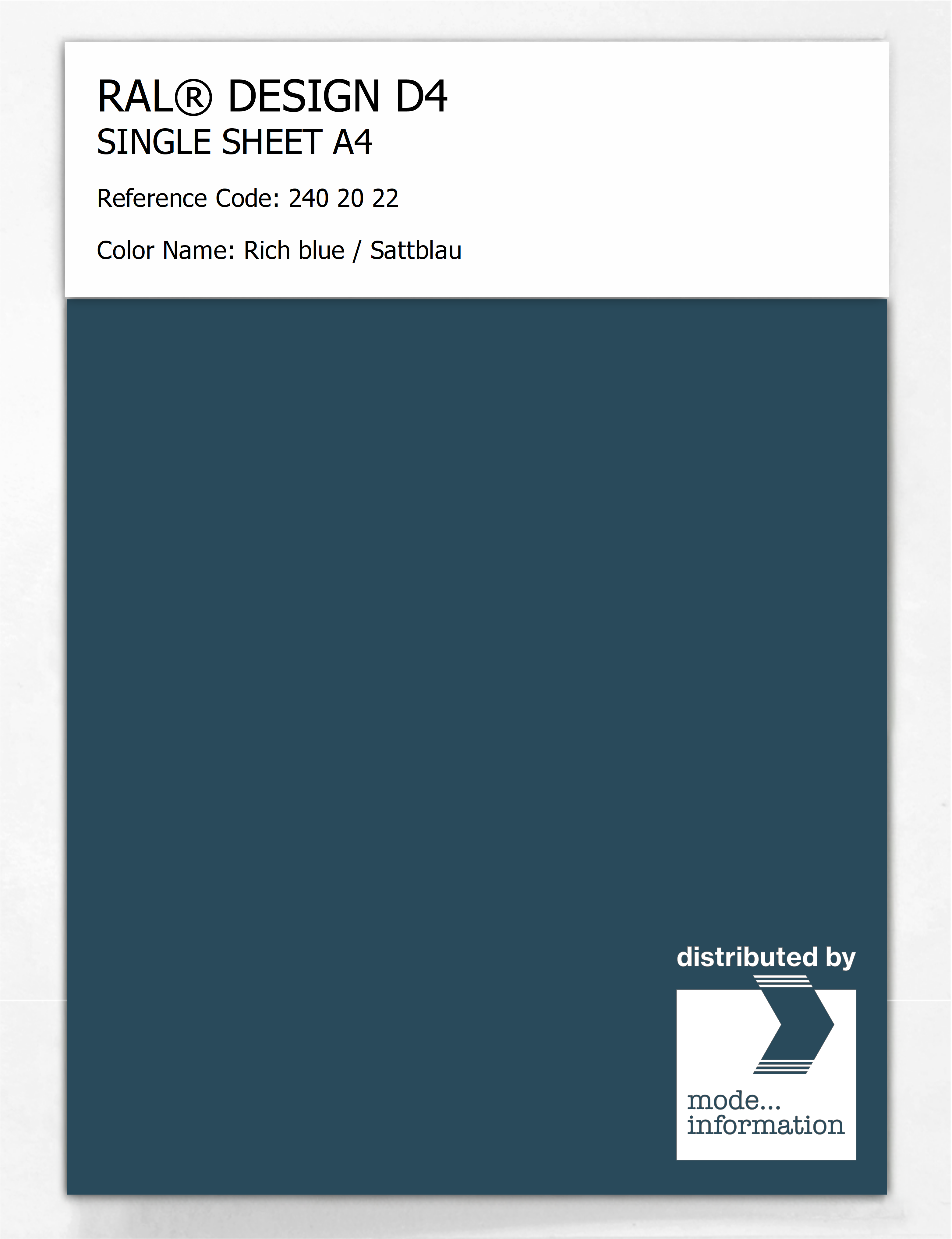 Artikelbild 1 des Artikels “RAL® DESIGN D4 SINGLE SHEET A4 240 20 22 Rich blue / Sattblau “