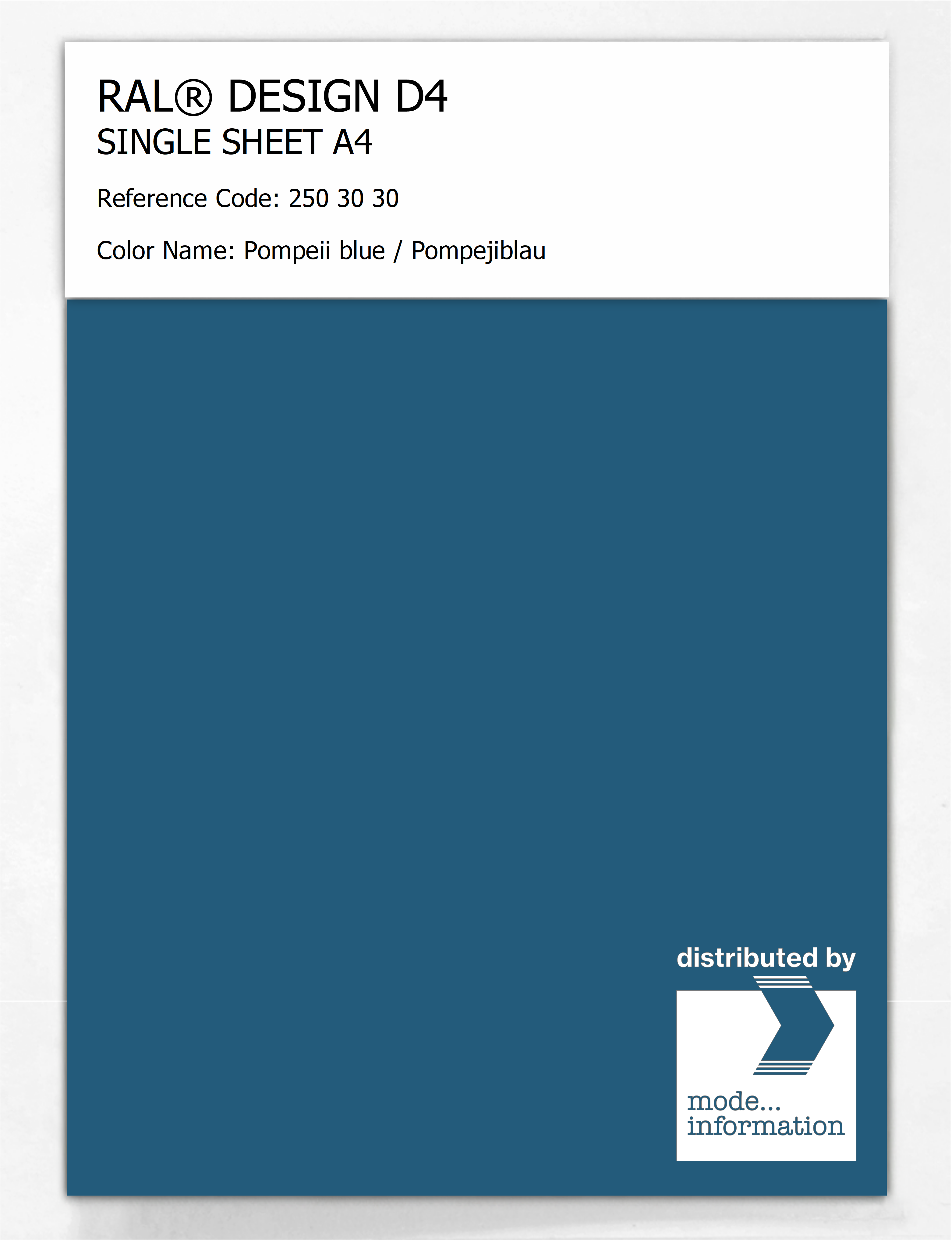 Artikelbild 1 des Artikels “RAL® DESIGN D4 SINGLE SHEET A4 250 30 30 Pompeii blue / Pompejiblau “