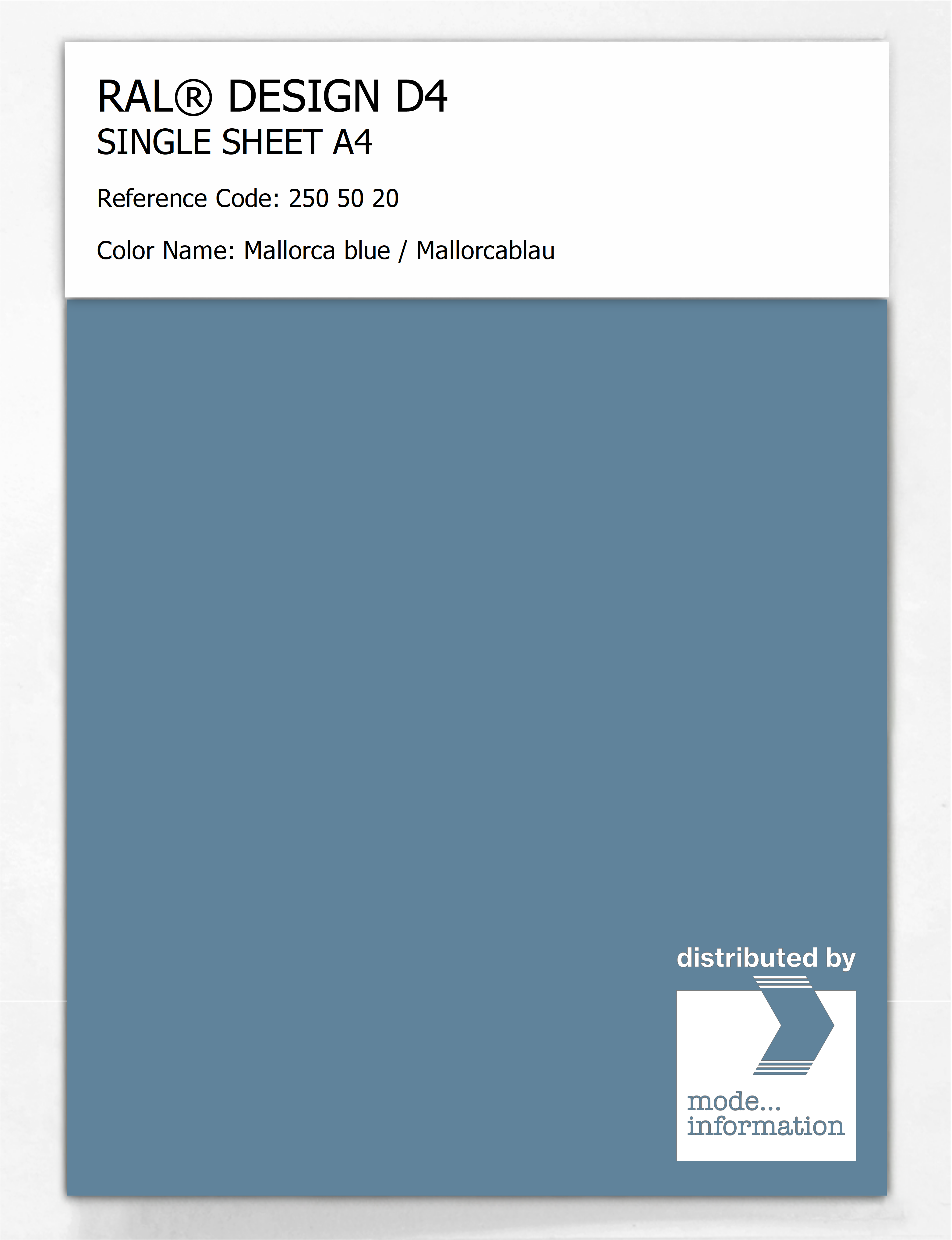 Artikelbild 1 des Artikels “RAL® DESIGN D4 SINGLE SHEET A4 250 50 20 Mallorca blue / Mallorcablau “