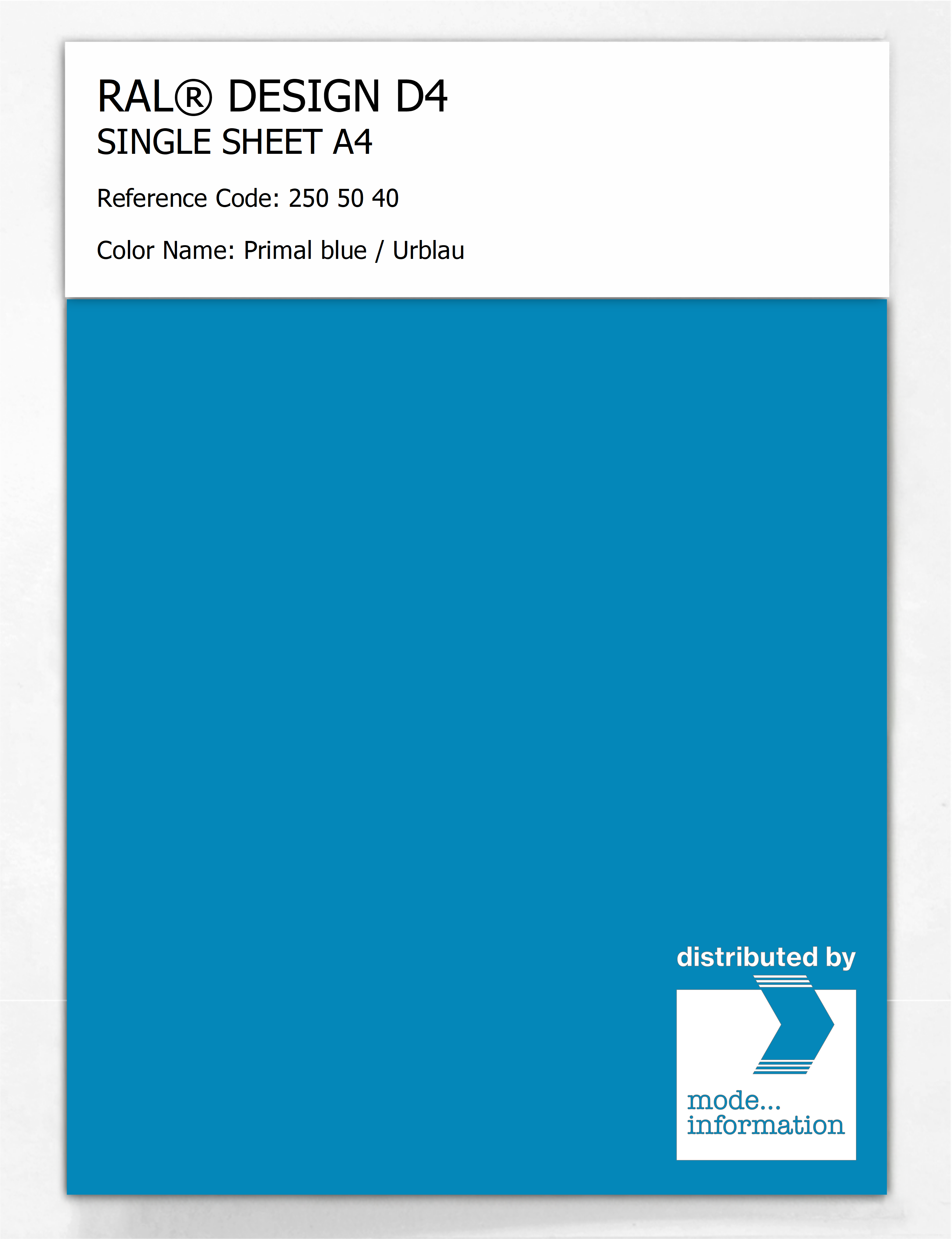 Product image 1 of the product “RAL® DESIGN D4 SINGLE SHEET A4 250 50 40 Primal blue / Urblau ”