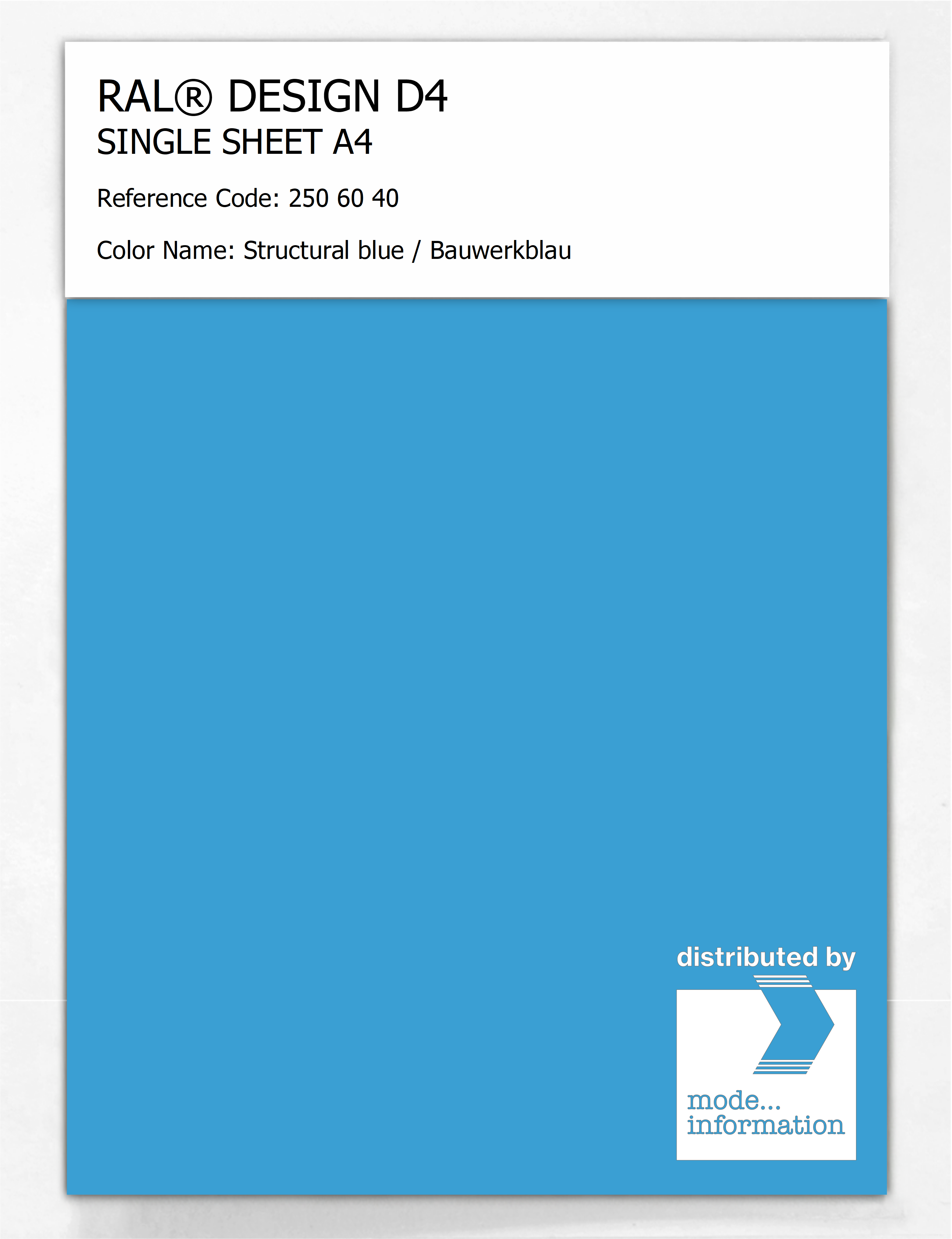Product image 1 of the product “RAL® DESIGN D4 SINGLE SHEET A4 250 60 40 Structural blue / Bauwerkblau ”