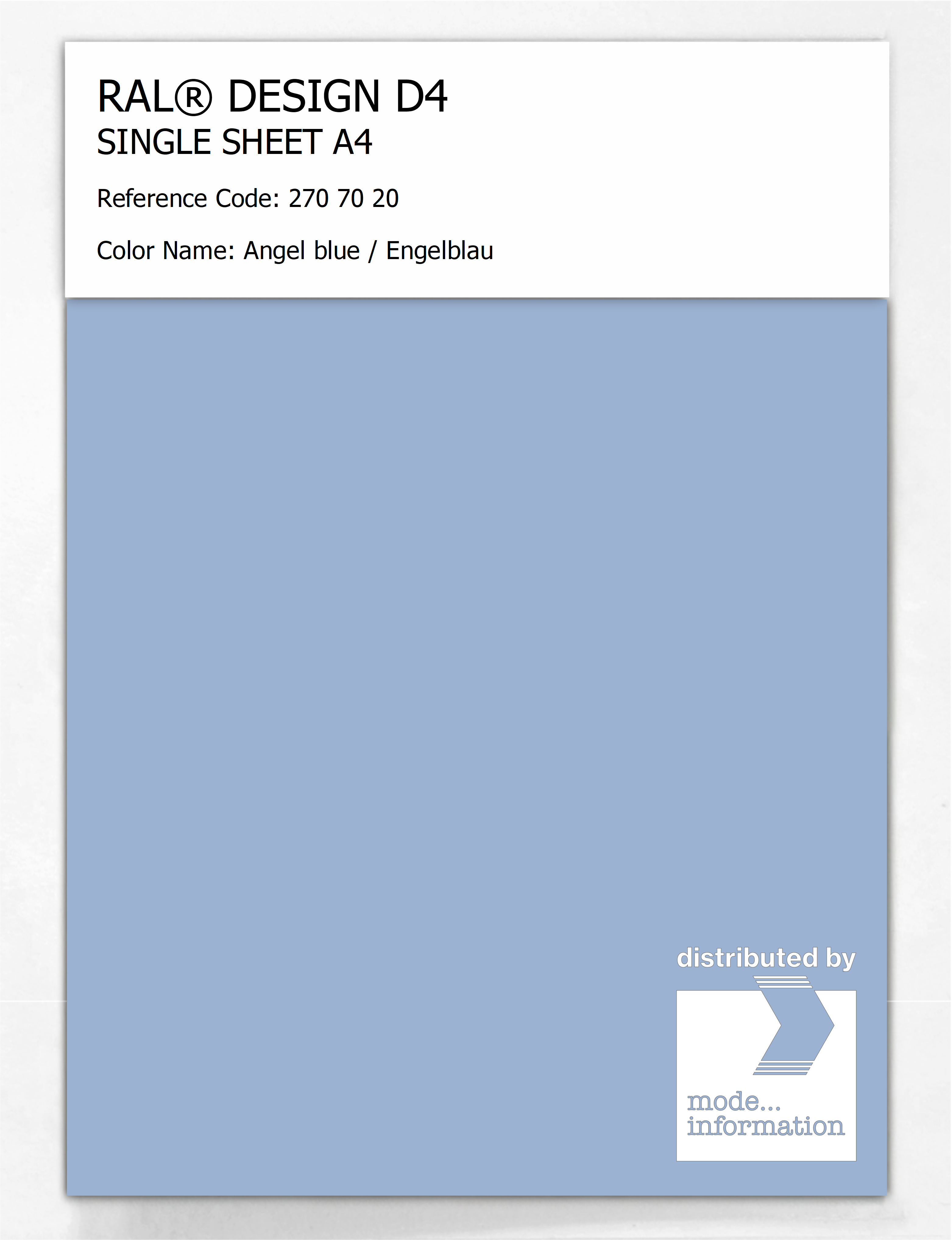 Artikelbild 1 des Artikels “RAL® DESIGN D4 SINGLE SHEET A4 270 70 20 Angel blue / Engelblau “