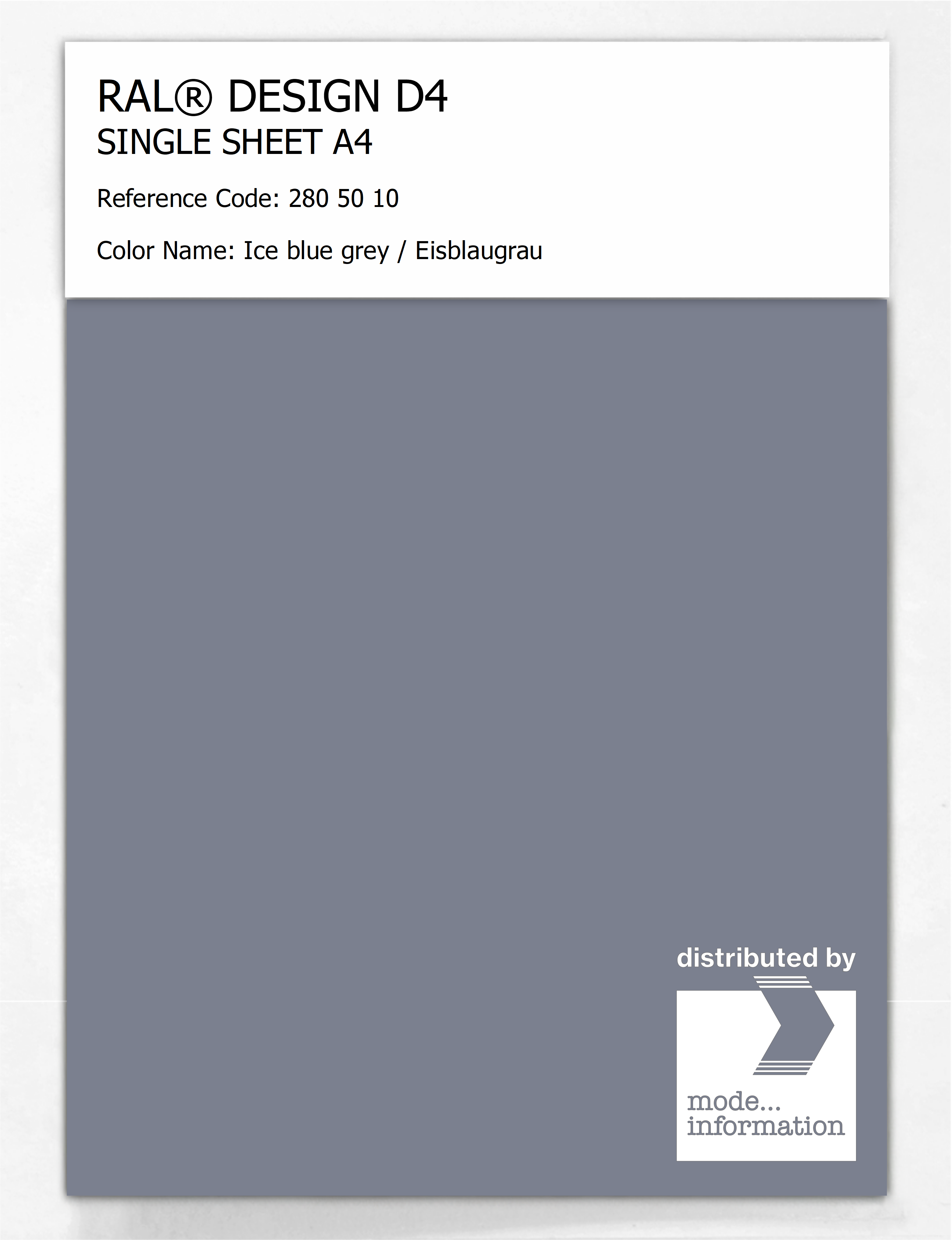 Artikelbild 1 des Artikels “RAL® DESIGN D4 SINGLE SHEET A4 280 50 10 Ice blue grey / Eisblaugrau “