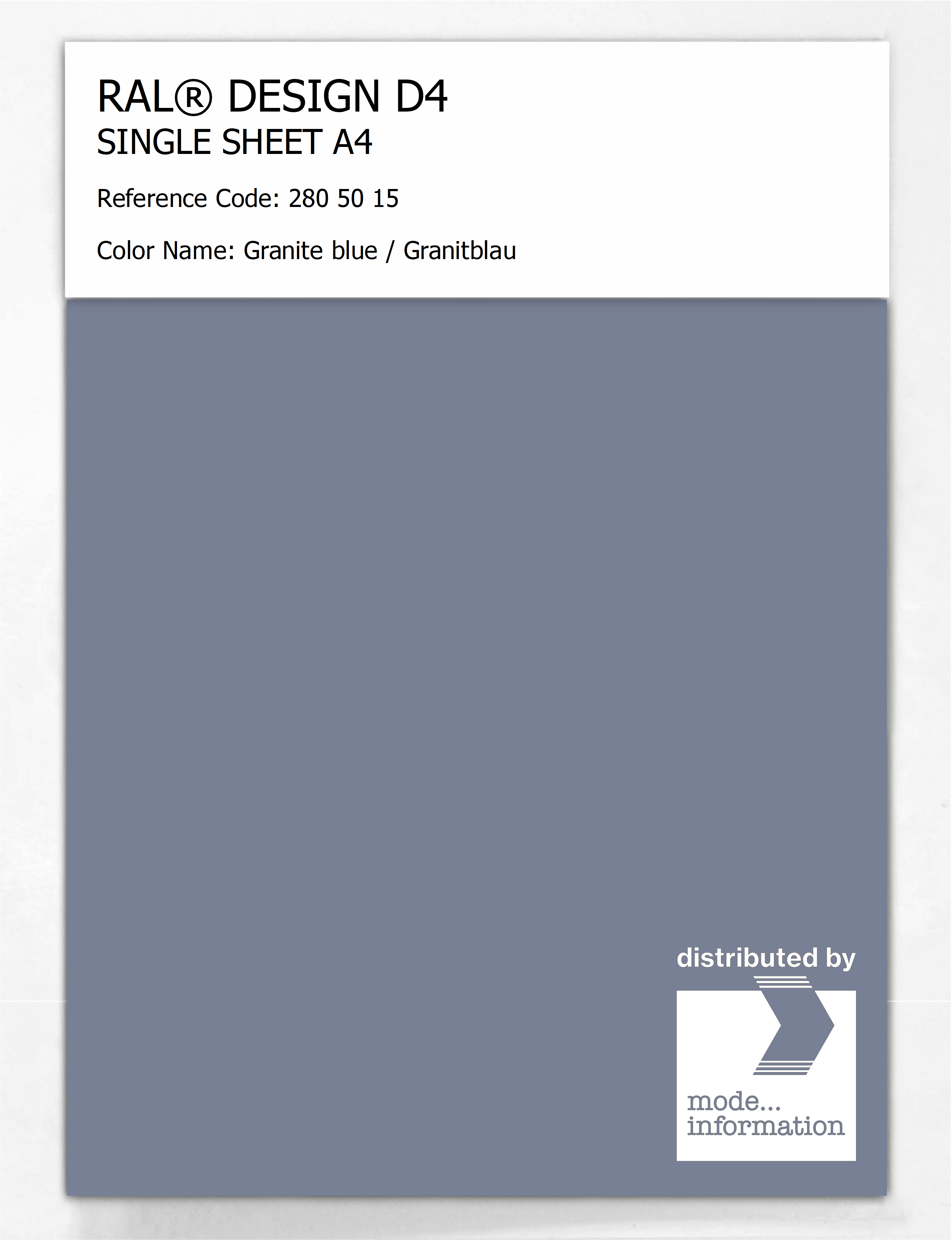 Artikelbild 1 des Artikels “RAL® DESIGN D4 SINGLE SHEET A4 280 50 15 Granite blue / Granitblau “