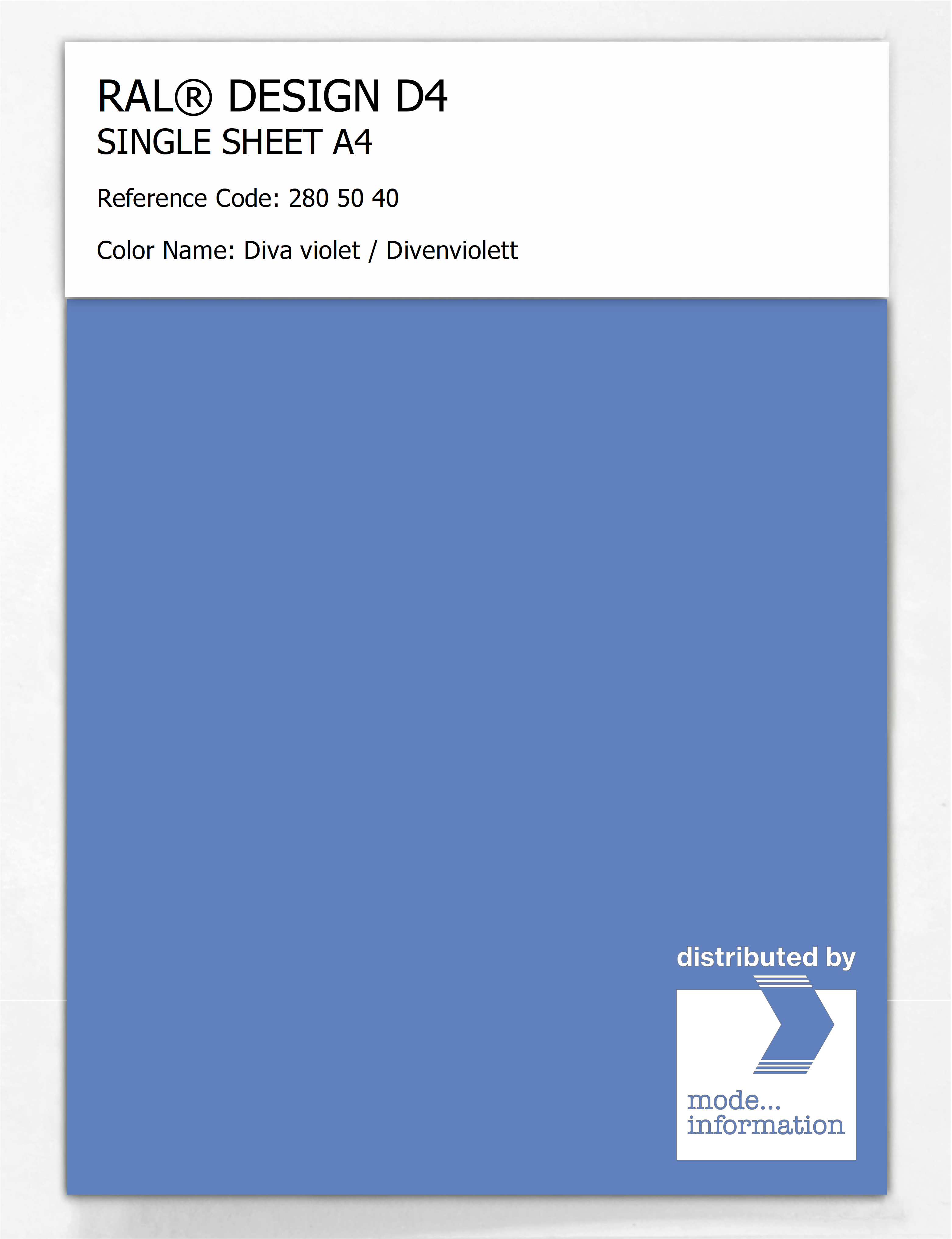 Artikelbild 1 des Artikels “RAL® DESIGN D4 SINGLE SHEET A4 280 50 40 Diva violet / Divenviolett “