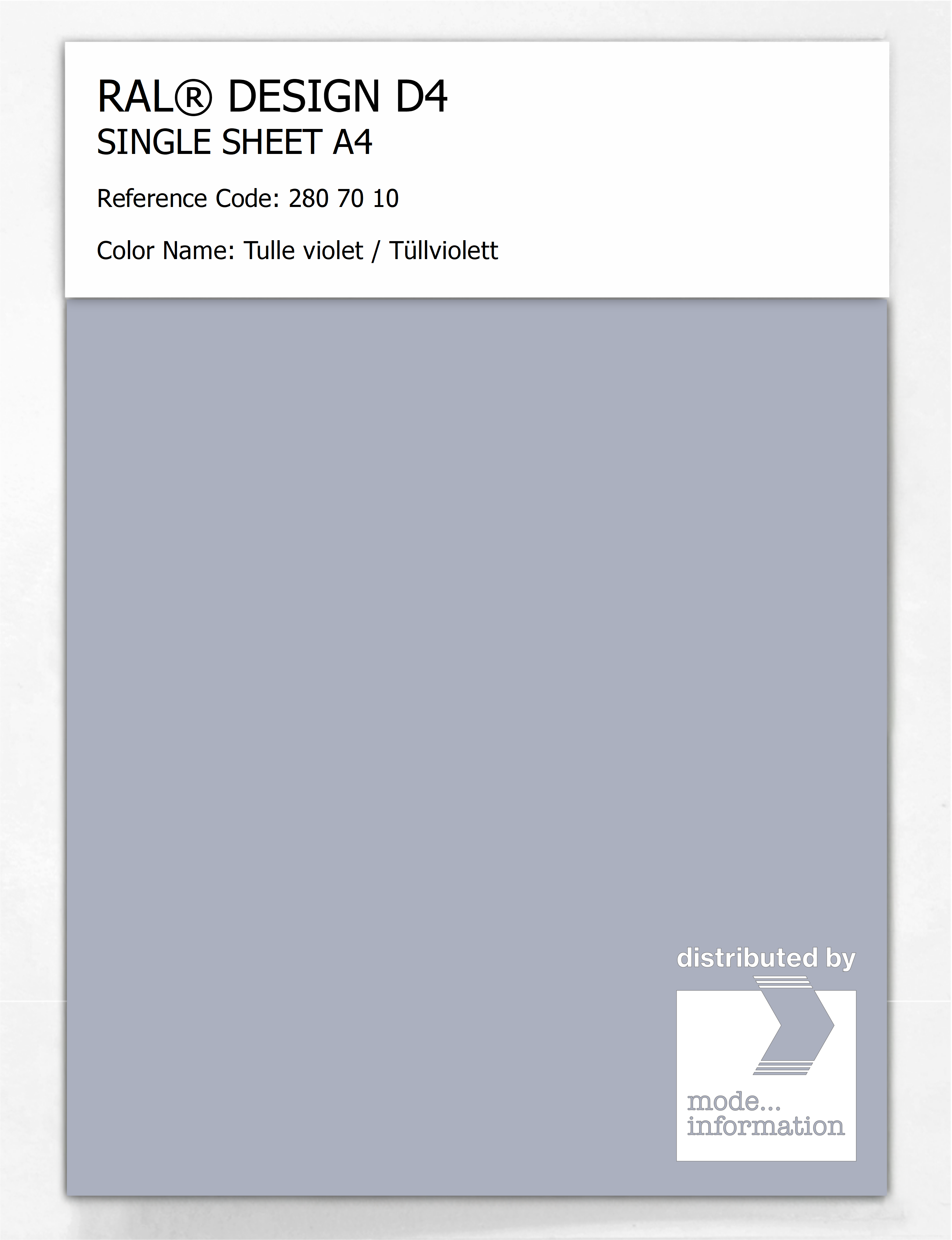 Artikelbild 1 des Artikels “RAL® DESIGN D4 SINGLE SHEET A4 280 70 10 Tulle violet / Tüllviolett “