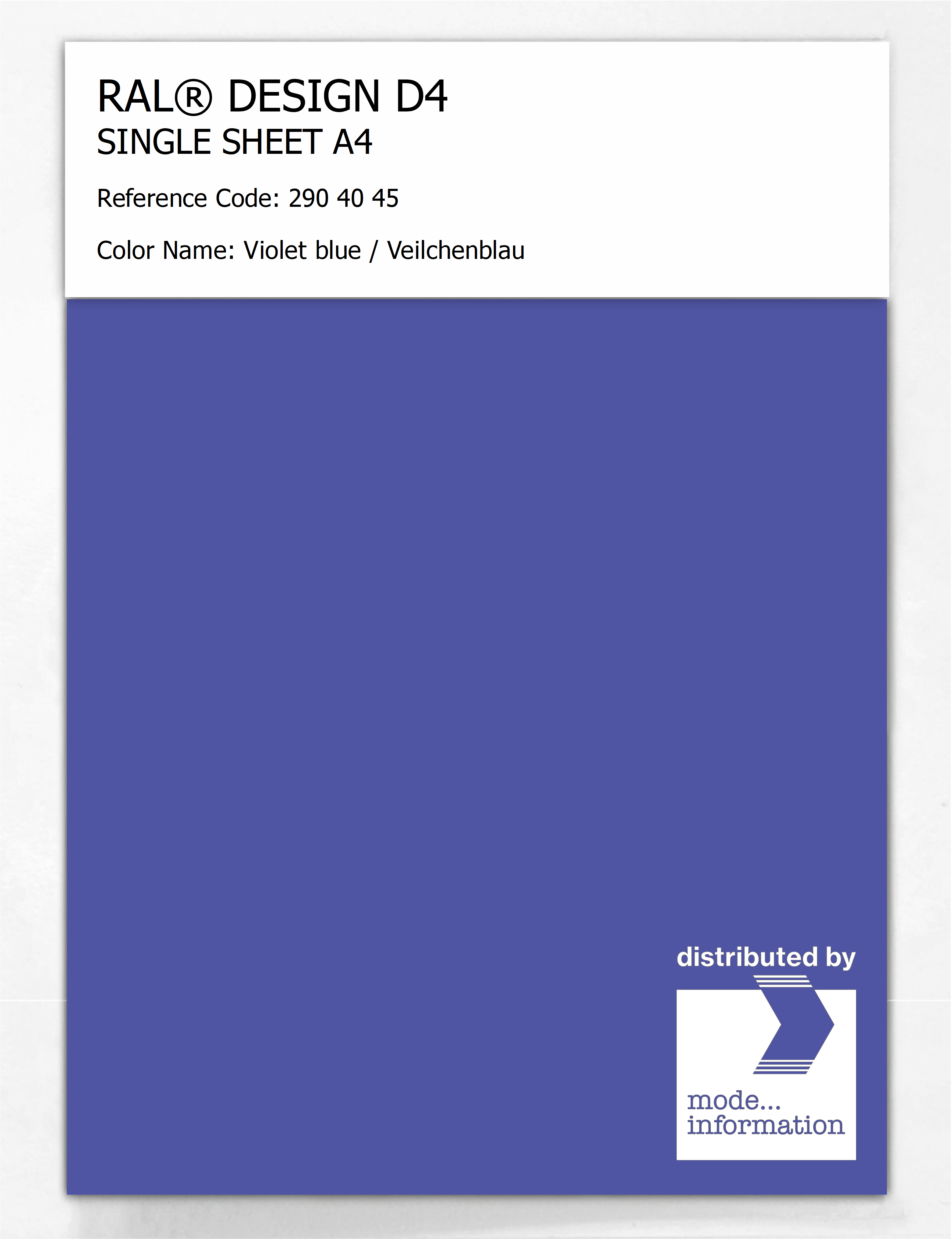 Artikelbild 1 des Artikels “RAL® DESIGN D4 SINGLE SHEET A4 290 40 45 Violet blue / Veilchenblau “