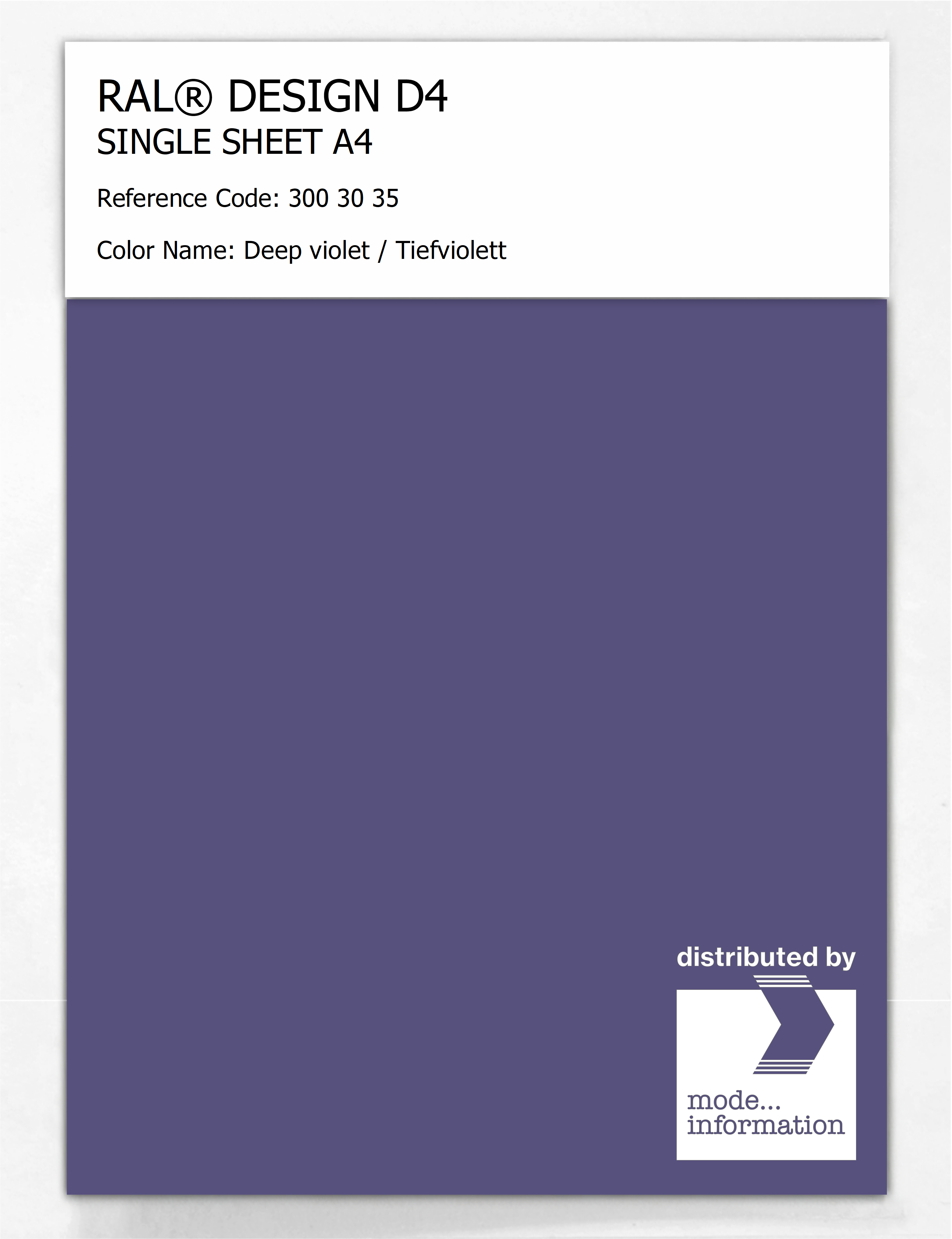 Product image 1 of the product “RAL® DESIGN D4 SINGLE SHEET A4 300 30 35 Deep violet / Tiefviolett ”