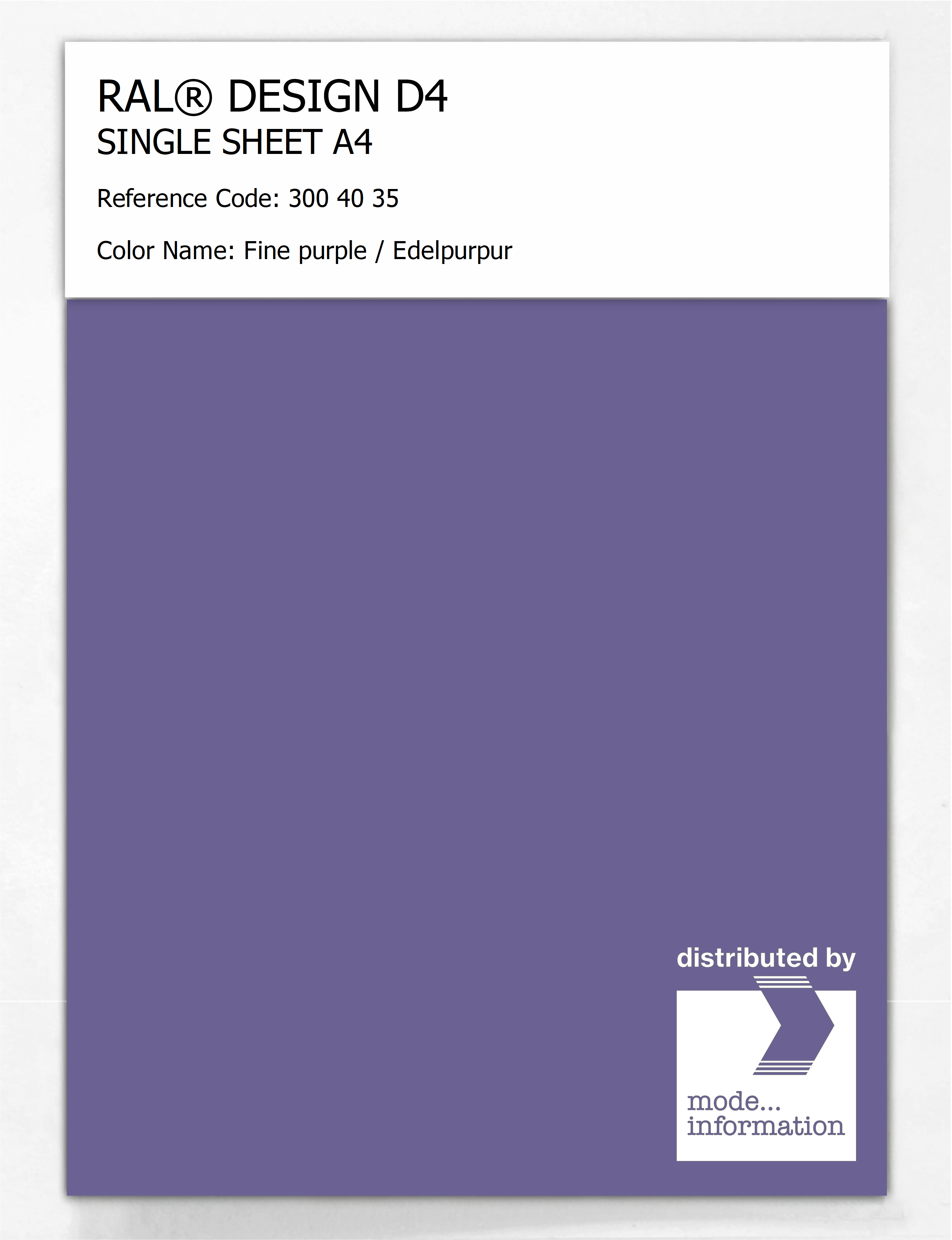 Artikelbild 1 des Artikels “RAL® DESIGN D4 SINGLE SHEET A4 300 40 35 Fine purple / Edelpurpur “