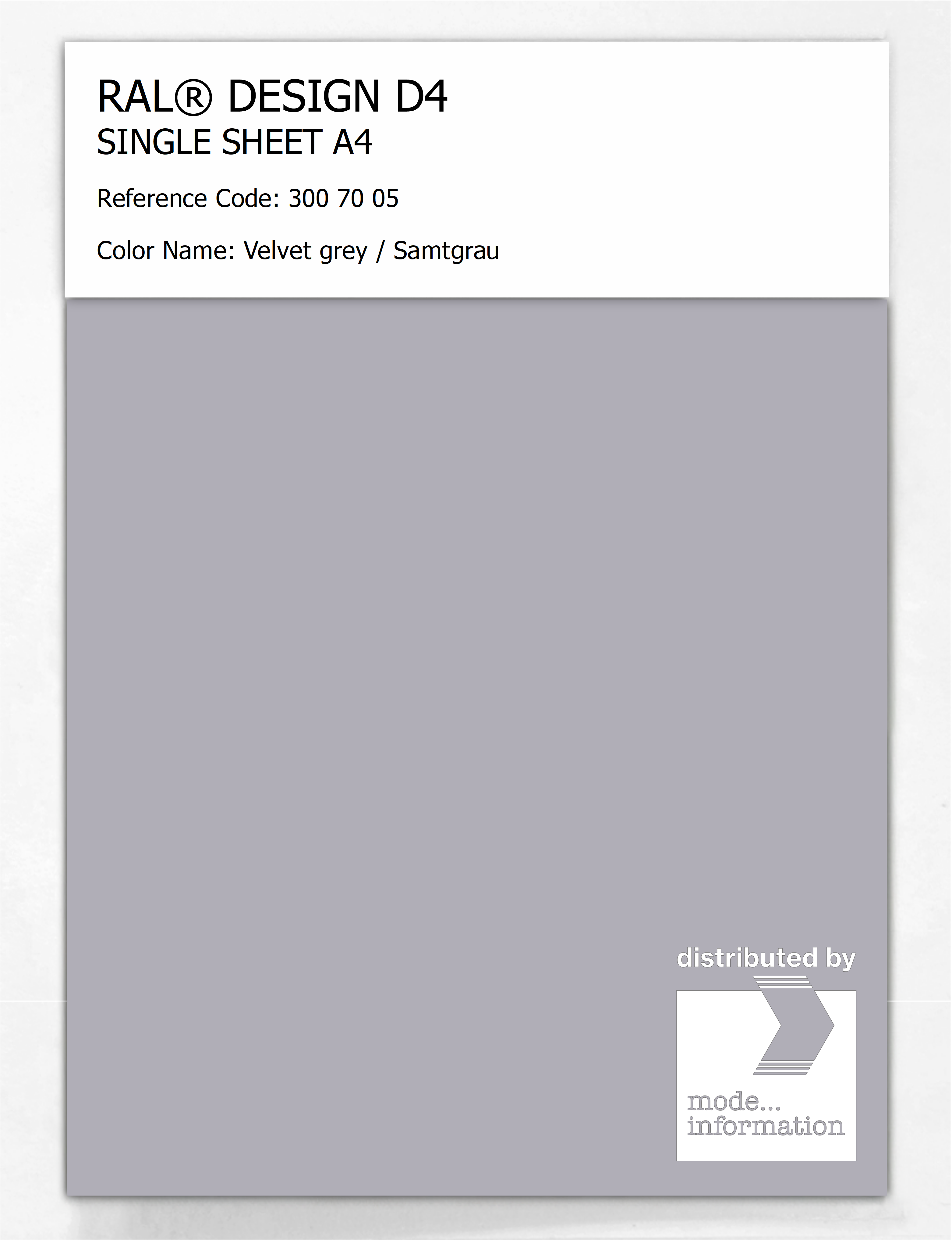 Artikelbild 1 des Artikels “RAL® DESIGN D4 SINGLE SHEET A4 300 70 05 Velvet grey / Samtgrau “