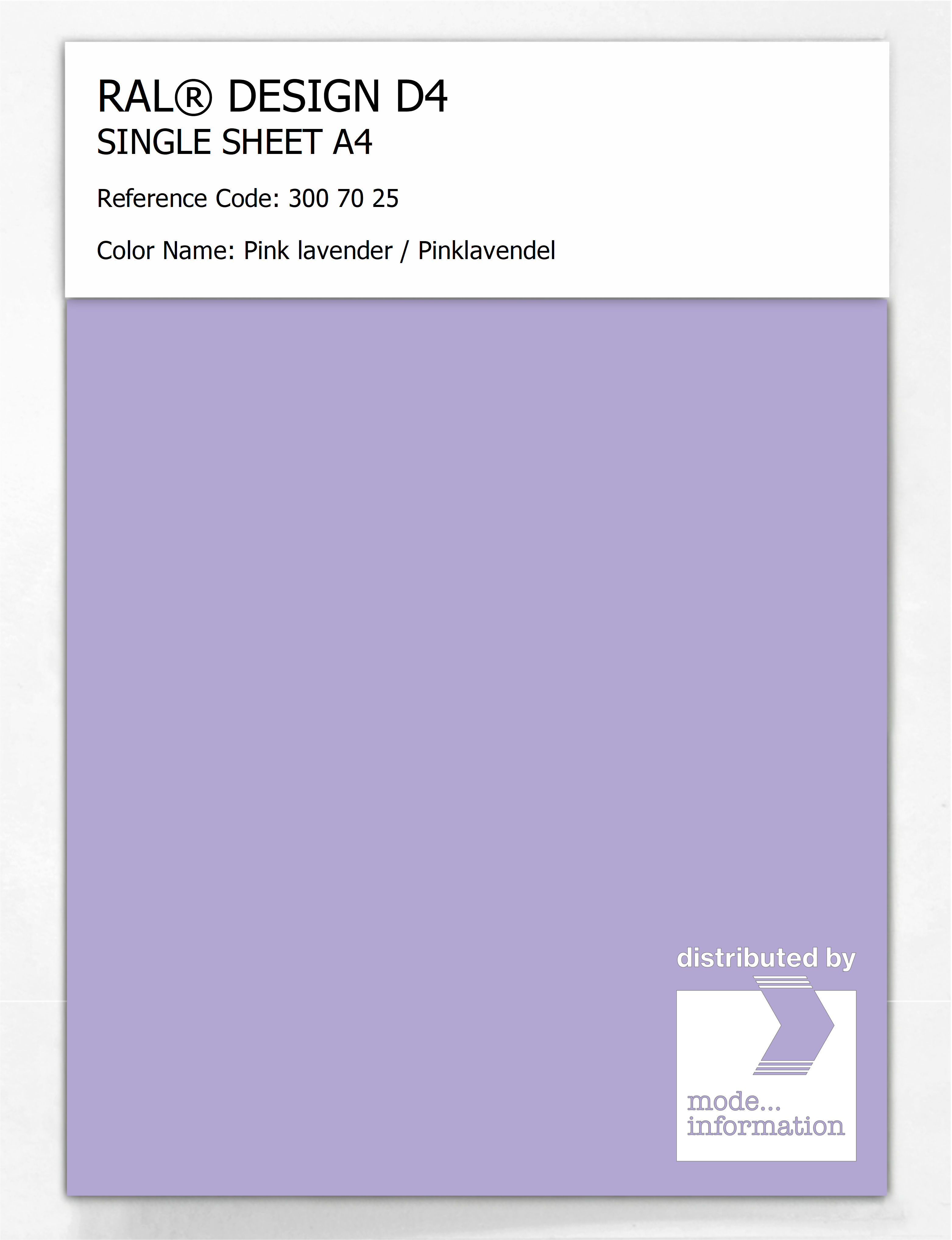 Product image 1 of the product “RAL® DESIGN D4 SINGLE SHEET A4 300 70 25 Pink lavender / Pinklavendel ”