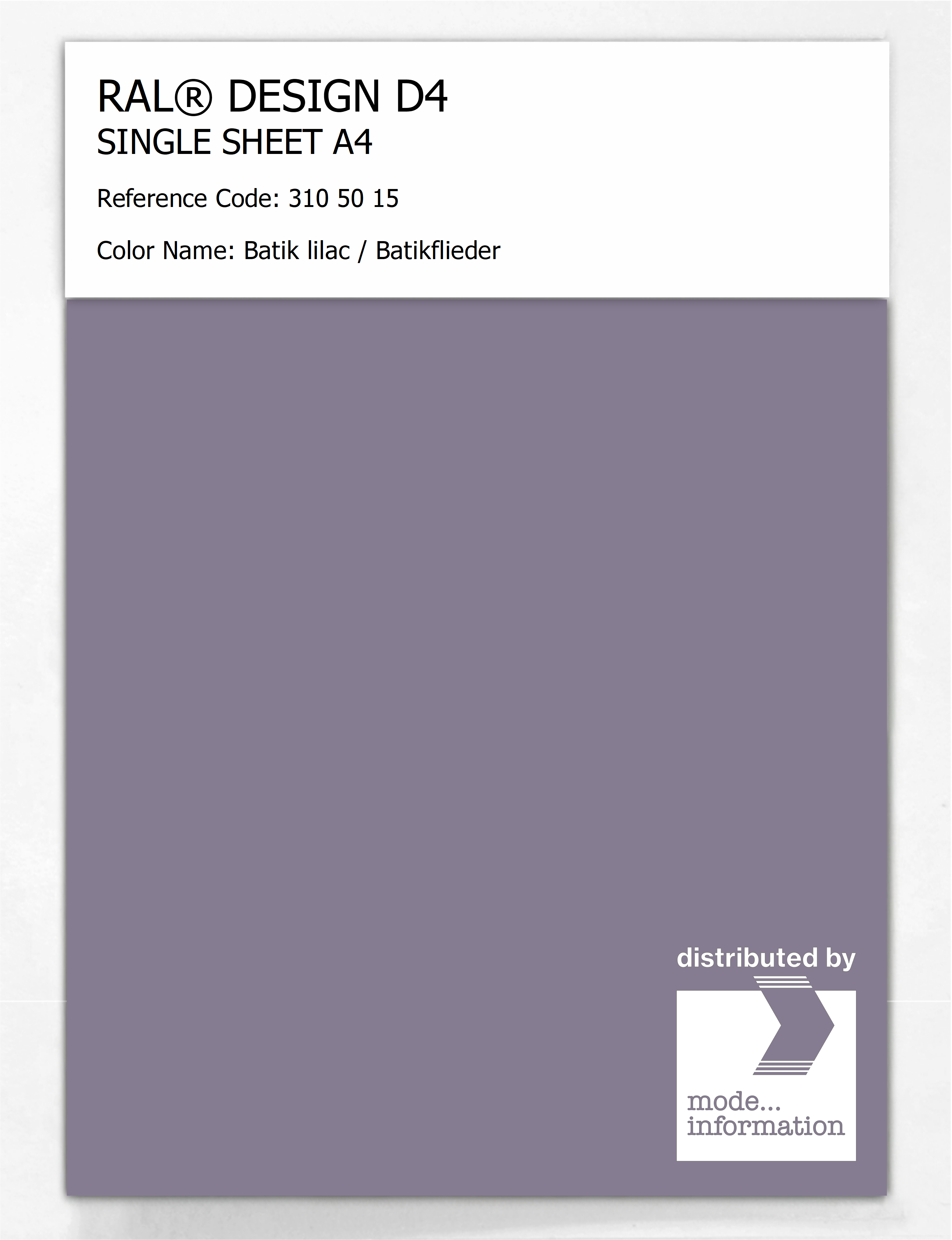 Artikelbild 1 des Artikels “RAL® DESIGN D4 SINGLE SHEET A4 310 50 15 Batik lilac / Batikflieder “