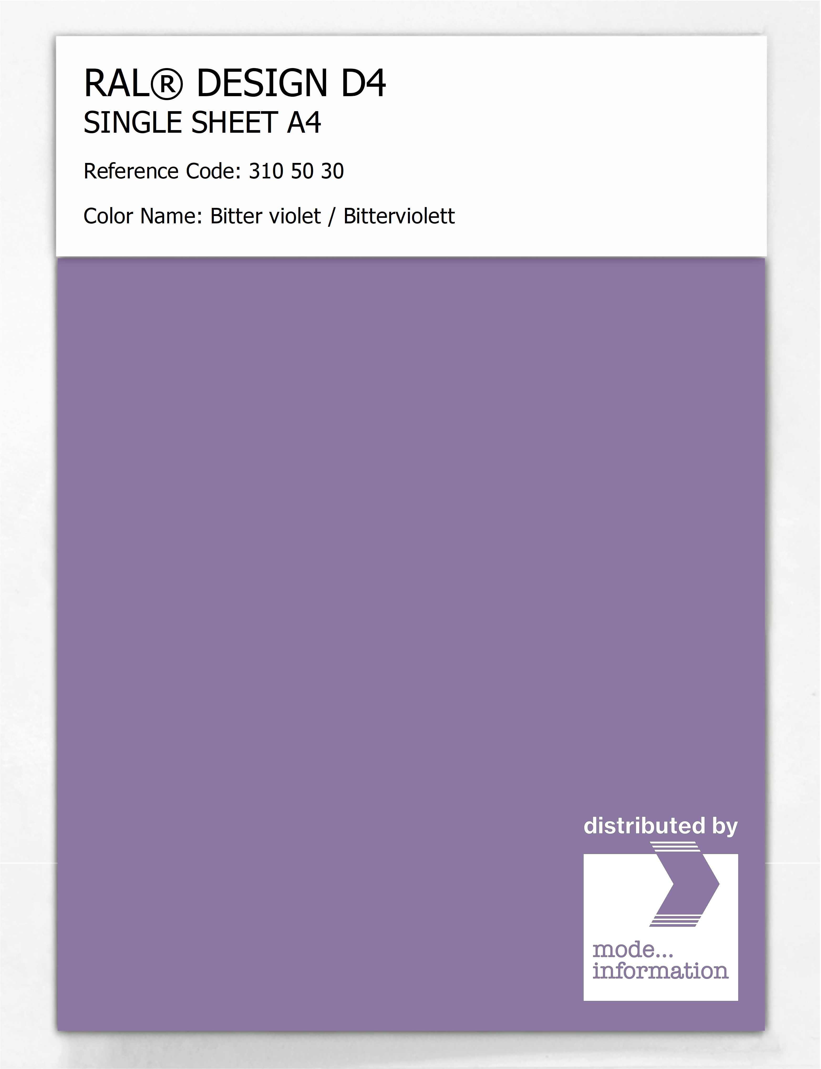 Artikelbild 1 des Artikels “RAL® DESIGN D4 SINGLE SHEET A4 310 50 30 Bitter violet / Bitterviolett “
