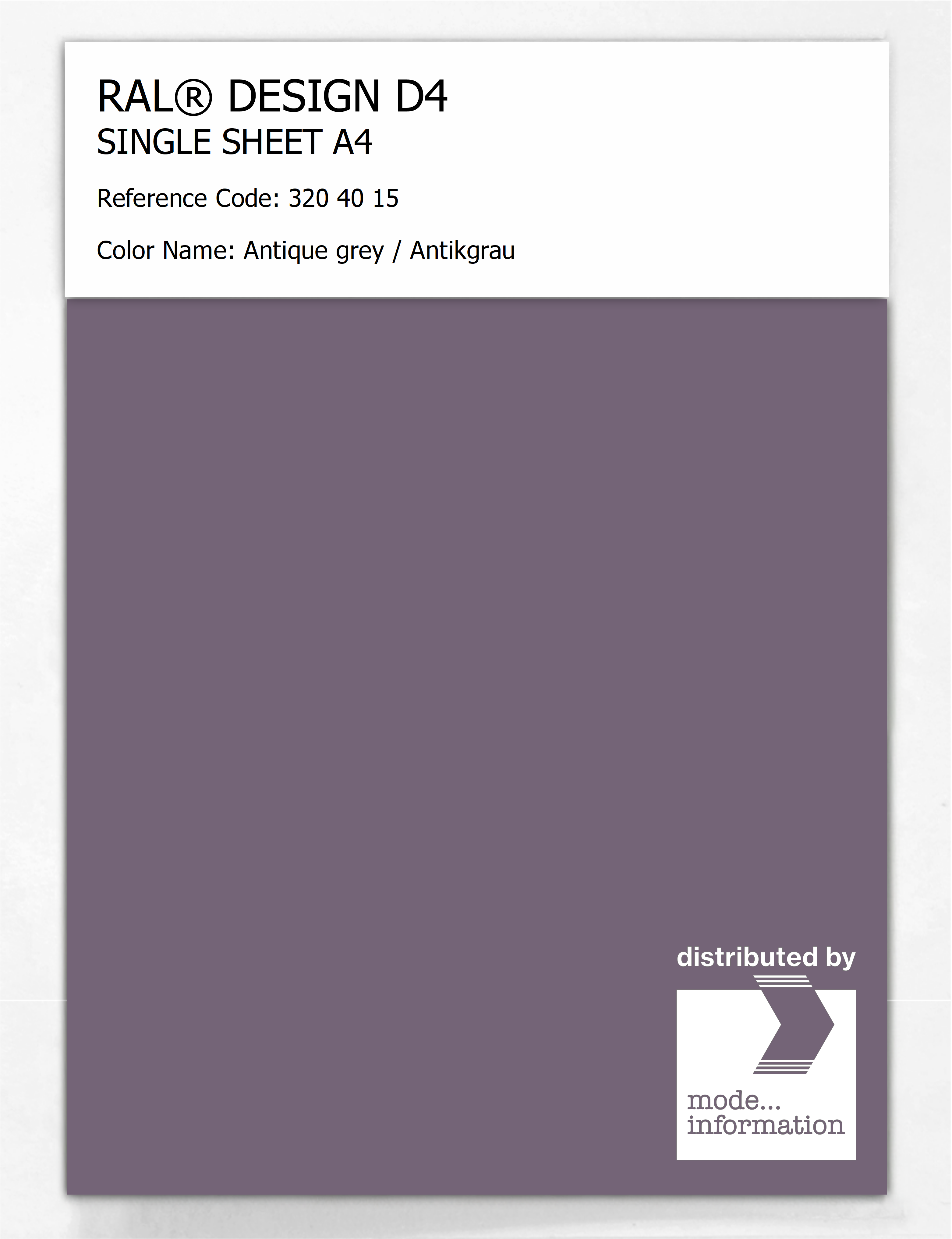 Artikelbild 1 des Artikels “RAL® DESIGN D4 SINGLE SHEET A4 320 40 15 Antique grey / Antikgrau “