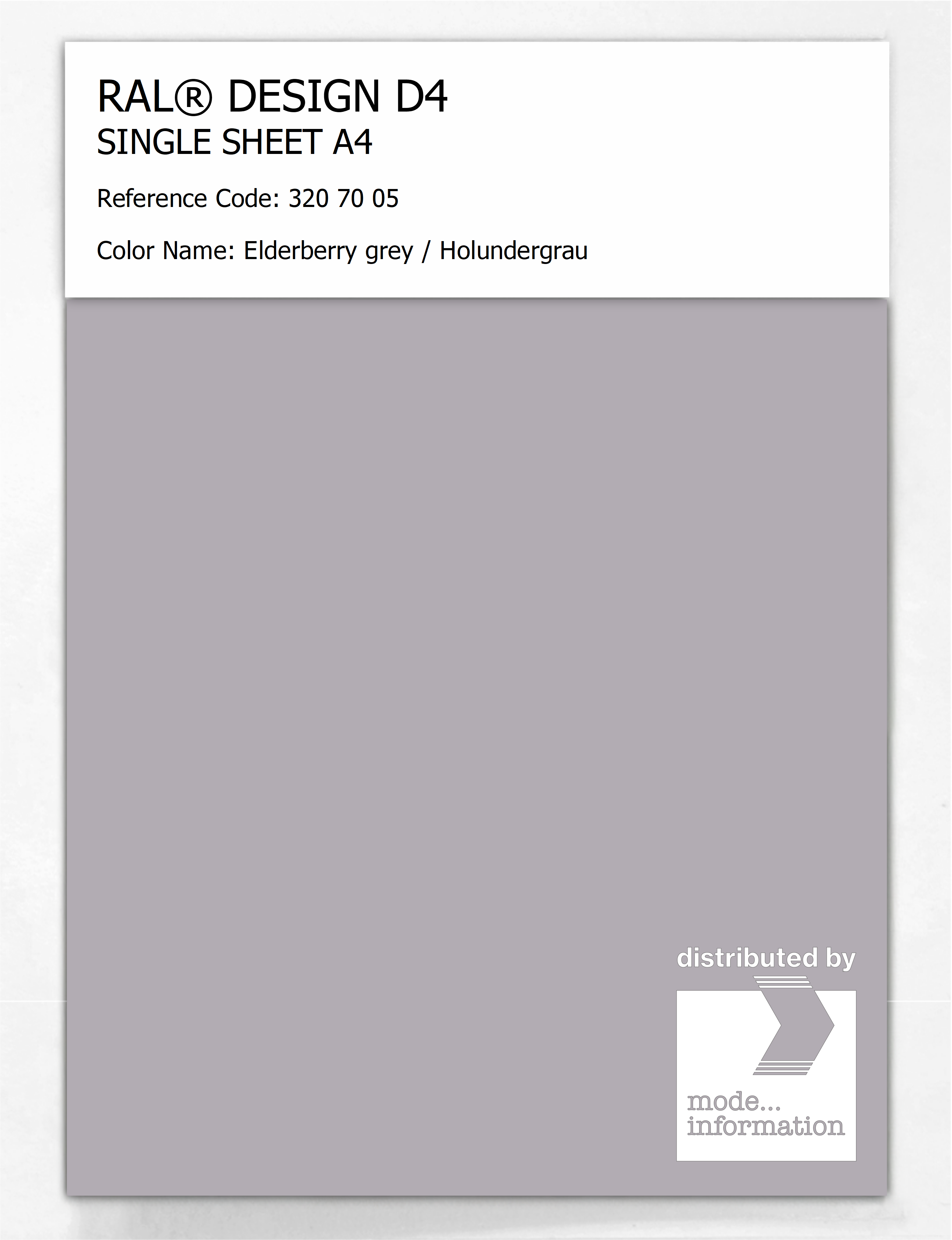 Product image 1 of the product “RAL® DESIGN D4 SINGLE SHEET A4 320 70 05 Elderberry grey / Holundergrau ”