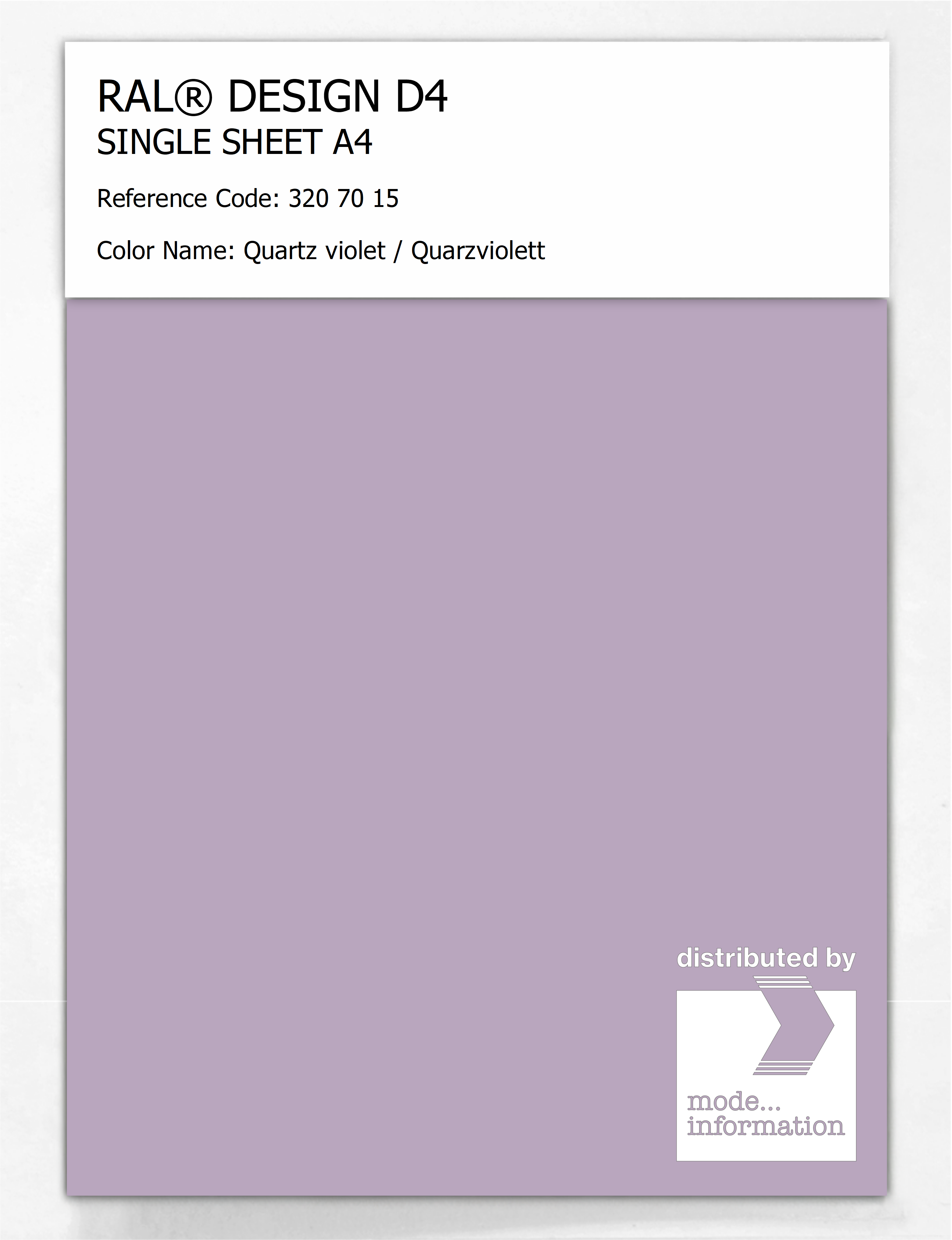 Artikelbild 1 des Artikels “RAL® DESIGN D4 SINGLE SHEET A4 320 70 15 Quartz violet / Quarzviolett “