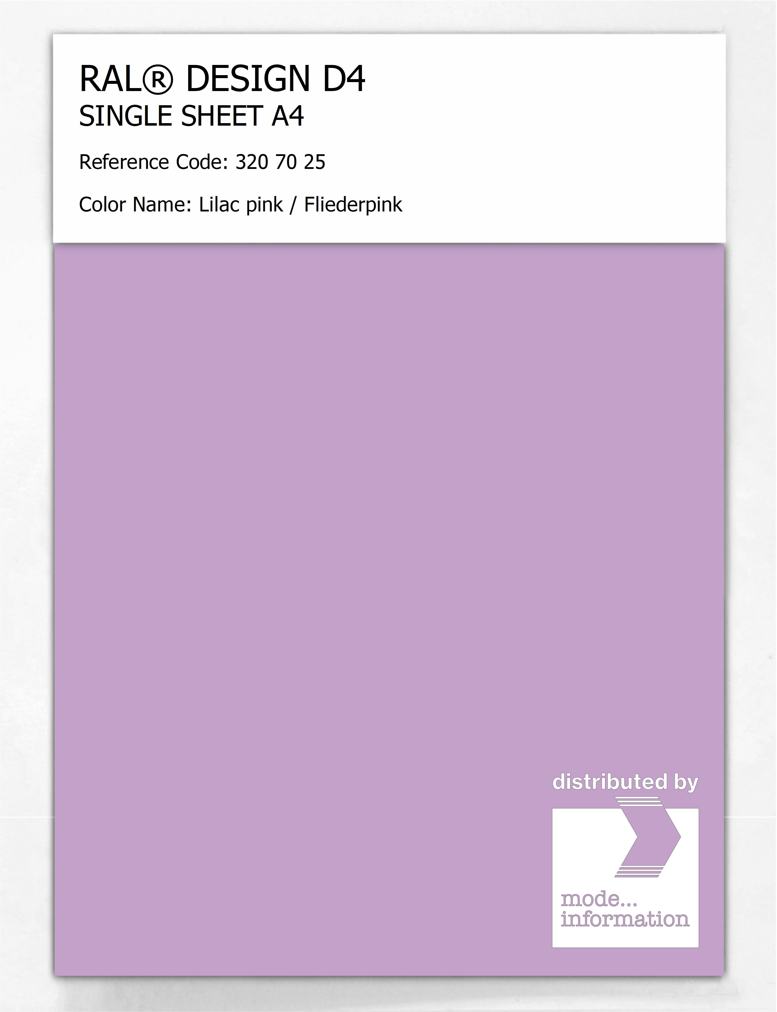 Product image 1 of the product “RAL® DESIGN D4 SINGLE SHEET A4 320 70 25 Lilac pink / Fliederpink ”