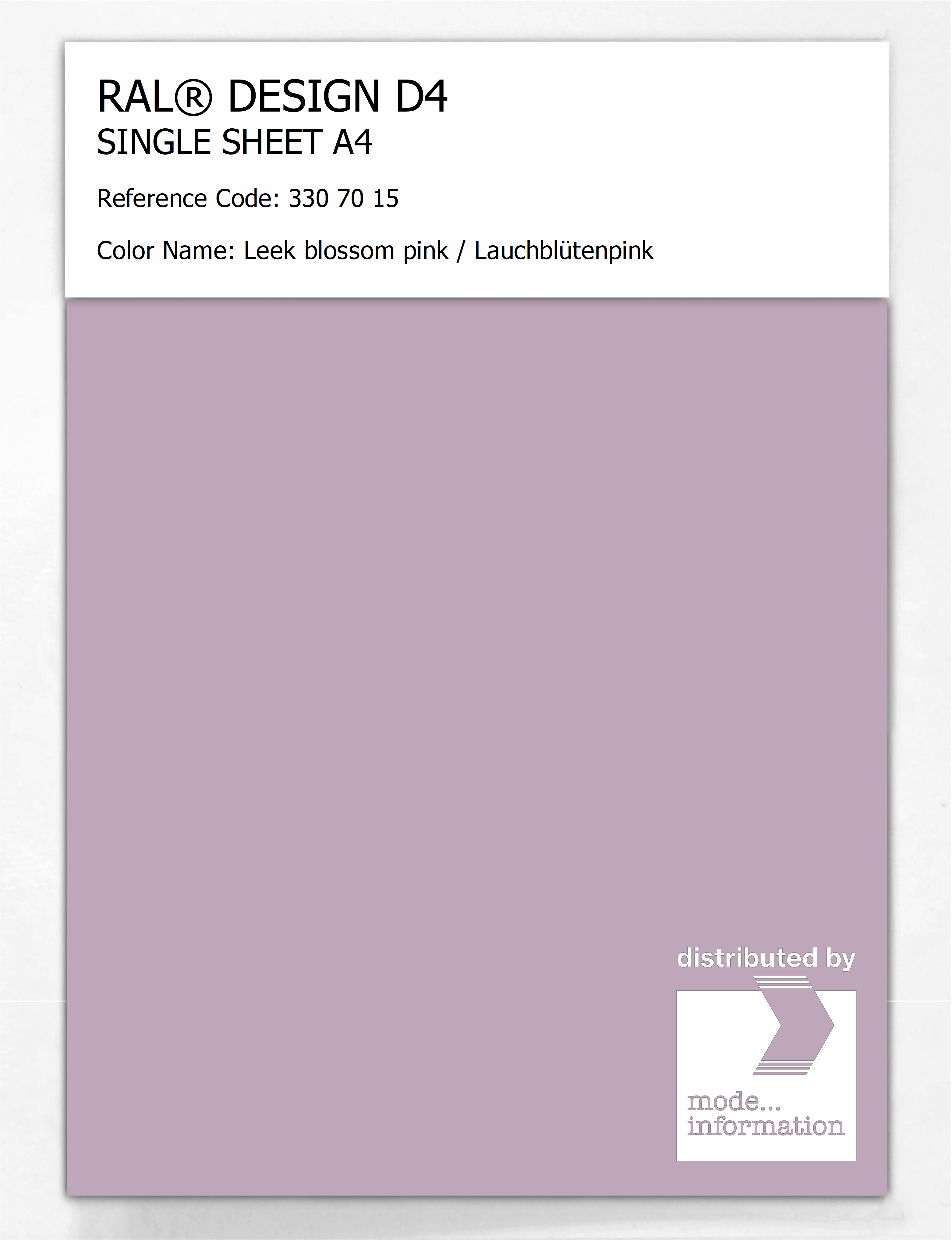 Product image 1 of the product “RAL® DESIGN D4 SINGLE SHEET A4 330 70 15 Leek blossom pink / Lauchblütenpink ”