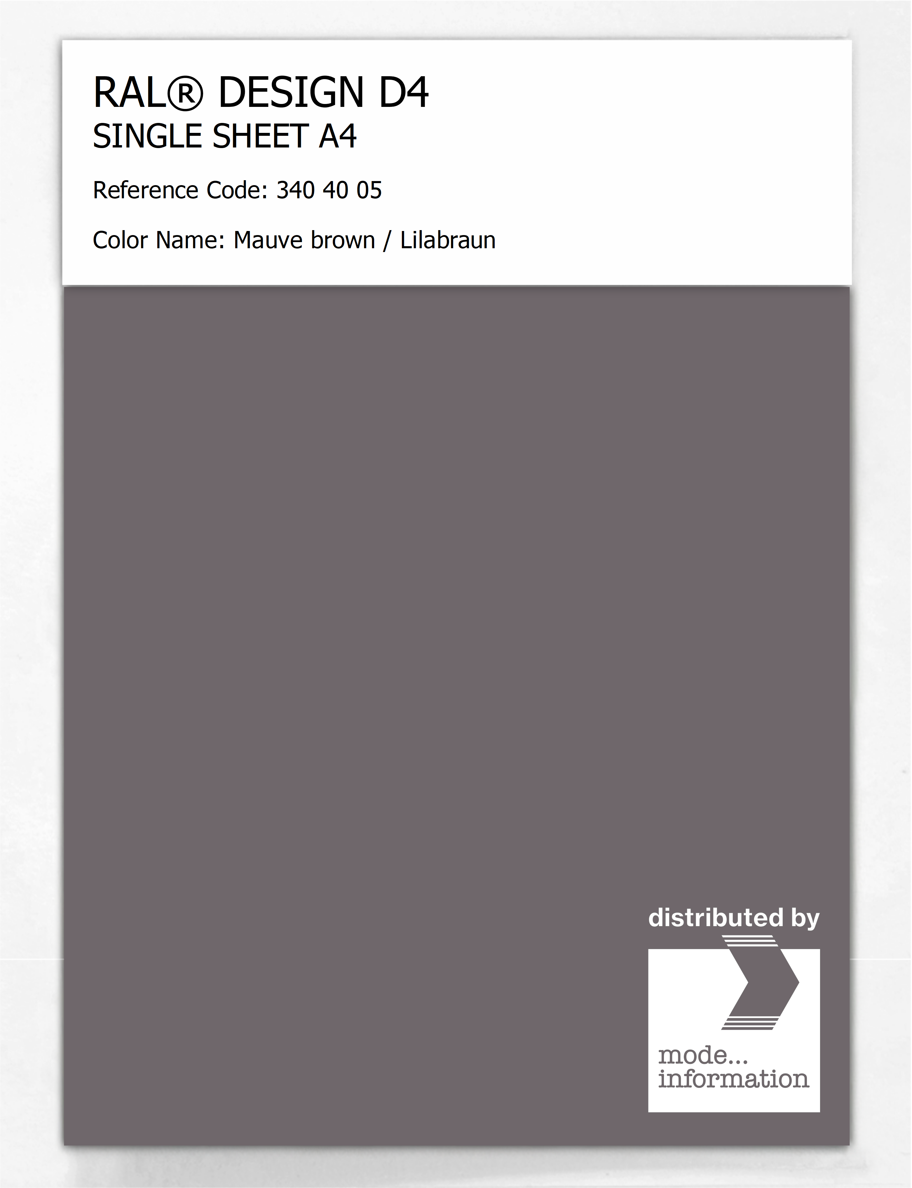 Artikelbild 1 des Artikels “RAL® DESIGN D4 SINGLE SHEET A4 340 40 05 Mauve brown / Lilabraun “