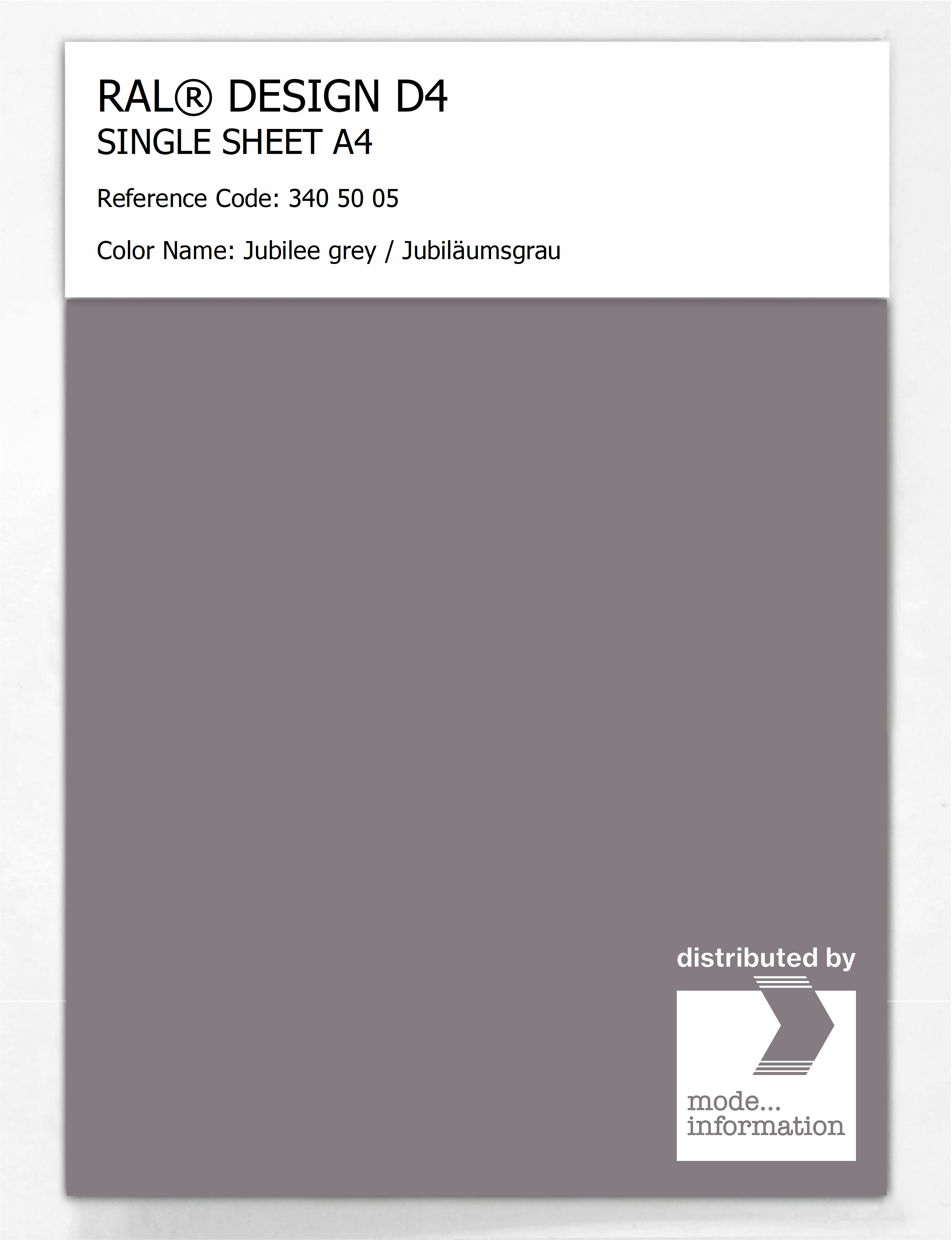 Product image 1 of the product “RAL® DESIGN D4 SINGLE SHEET A4 340 50 05 Jubilee grey / Jubiläumsgrau ”