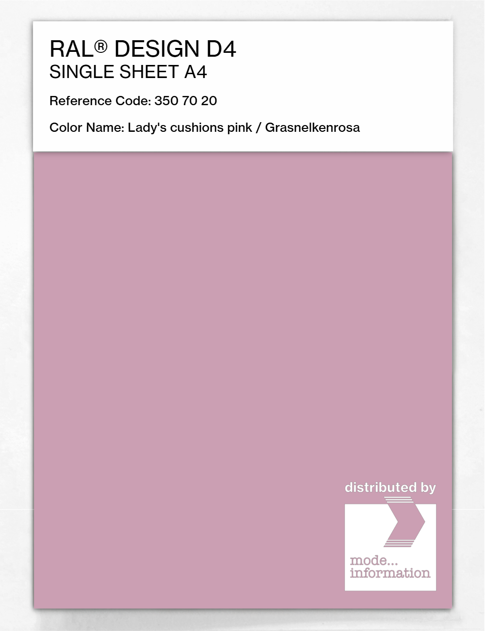 Artikelbild 1 des Artikels “RAL® DESIGN D4 SINGLE SHEET A4 350 70 20 Lady's cushions pink / Grasnelkenrosa “